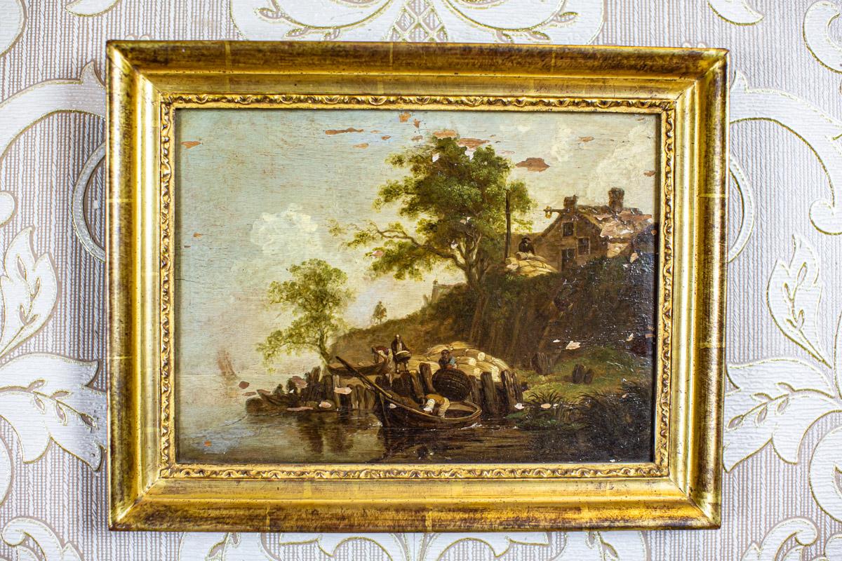 19th-Century Framed Oil Painting on Hardboard Depicting Genre Scene

We present you a small painting from the late 19th century depicting a genre scene.
The oil is on hardboard, the signature is illegible.

This piece of furniture is in particularly