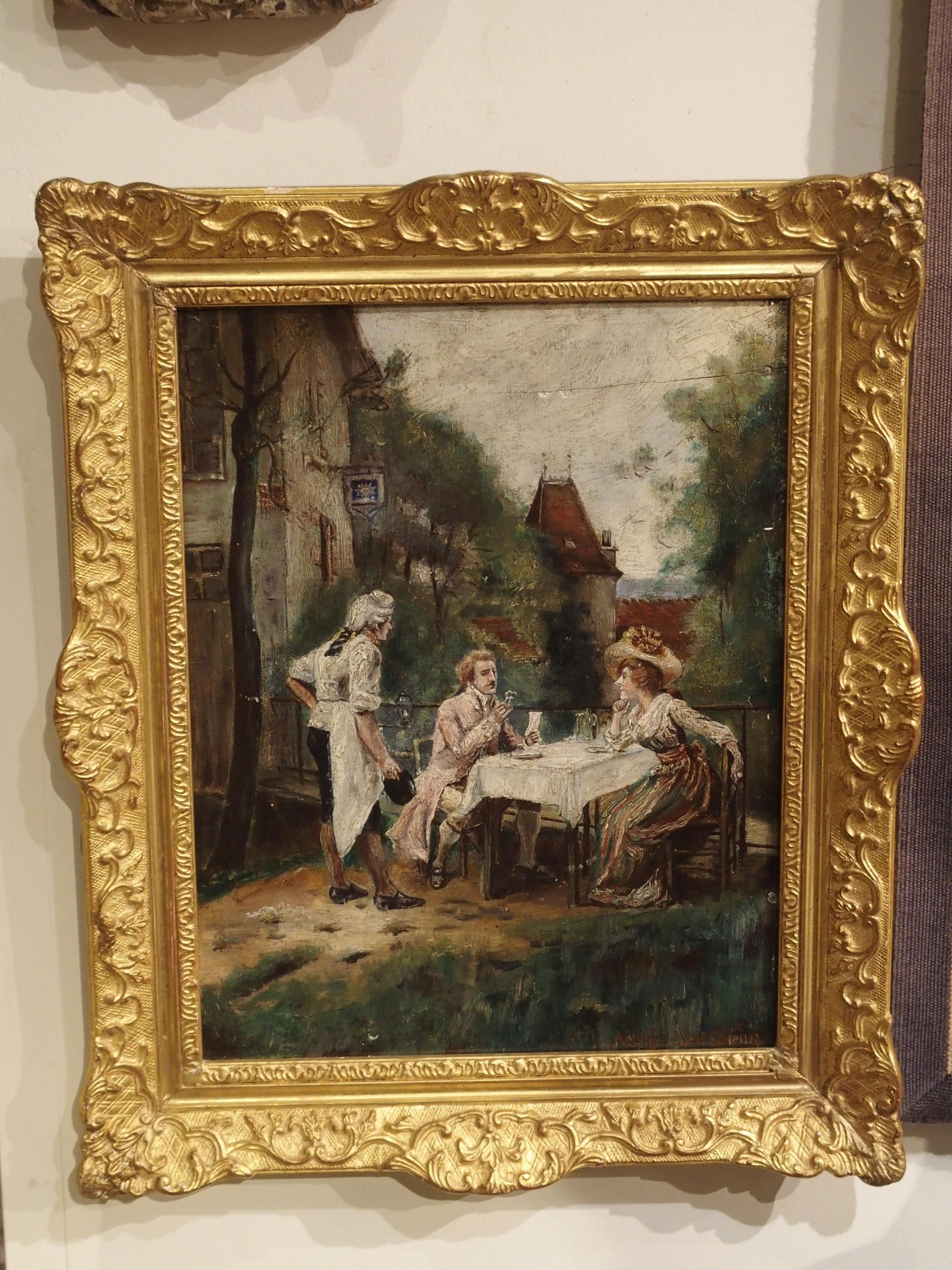 19th Century Oil Painting on Wood from France 2