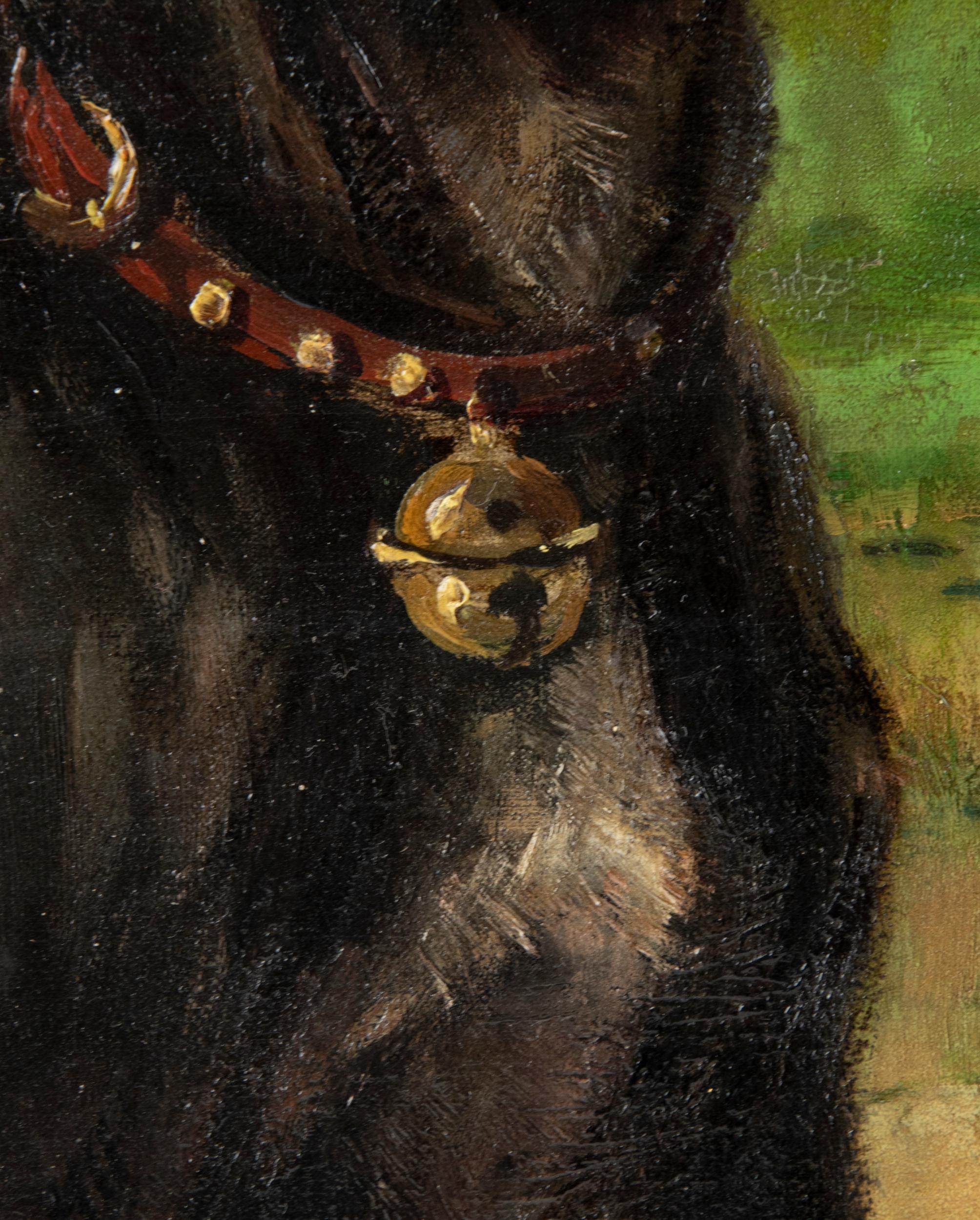 19th Century Oil Painting Pincher Dog, Edmond van der Meulen 4
