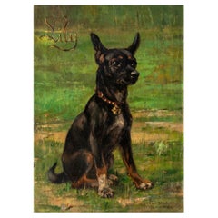 19th Century Oil Painting Pincher Dog, Edmond van der Meulen