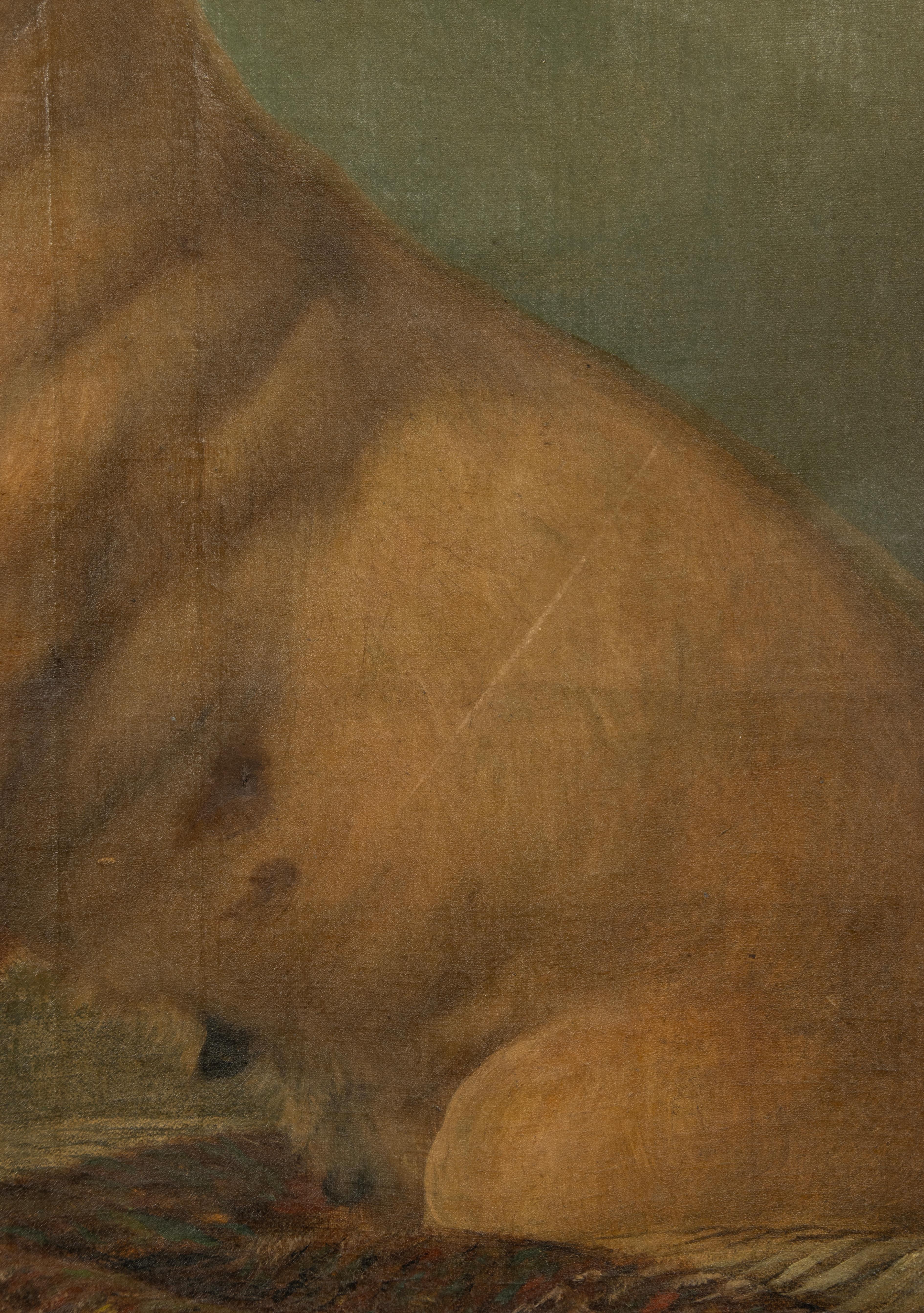 Pittura ad olio del XIX secolo - Ritratto di cane - Carlino in vendita 6