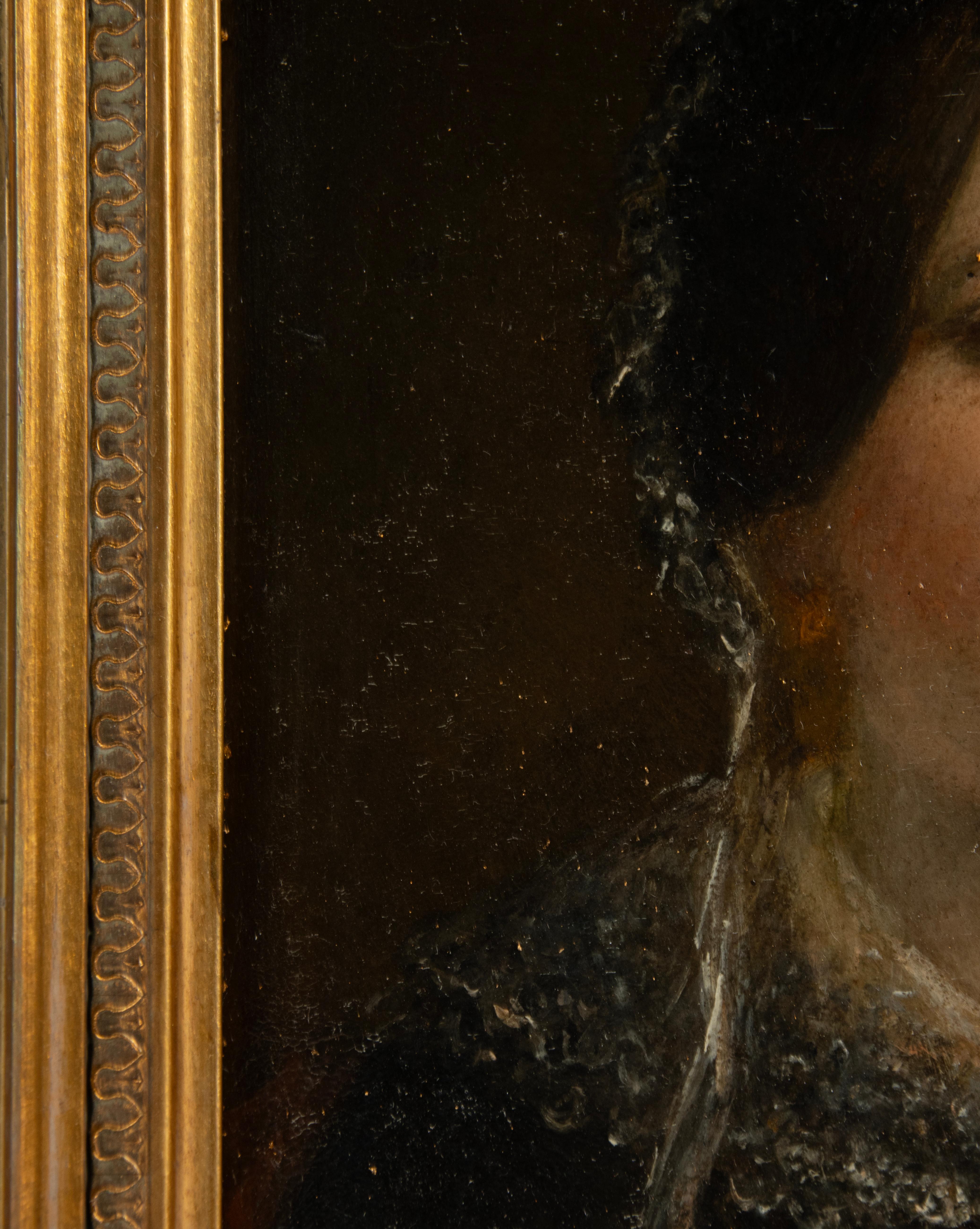 Pittura ad olio del XIX secolo - Ritratto di signora - Emélie in vendita 4
