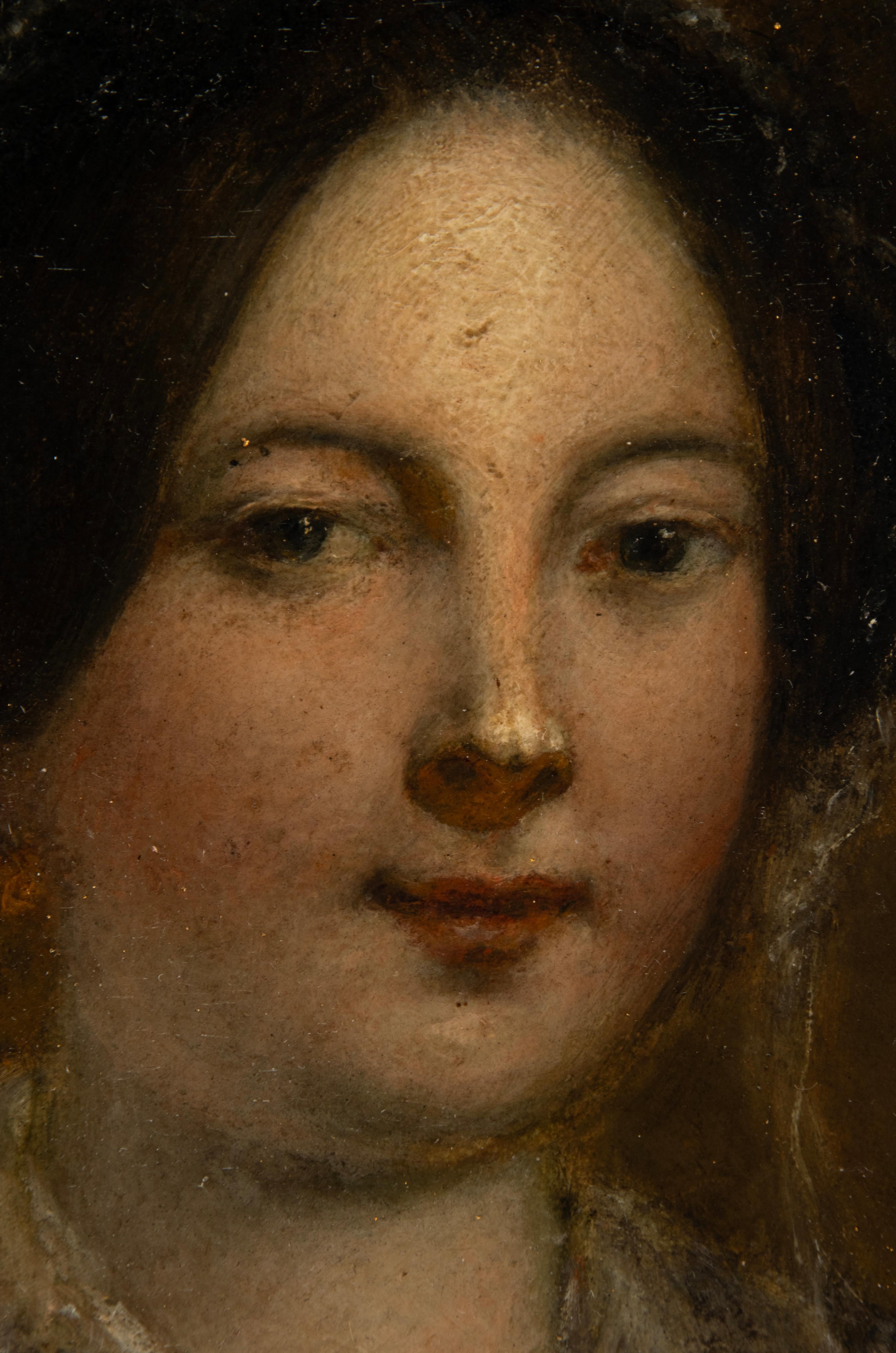 Pittura ad olio del XIX secolo - Ritratto di signora - Emélie In condizioni buone in vendita a Casteren, Noord-Brabant