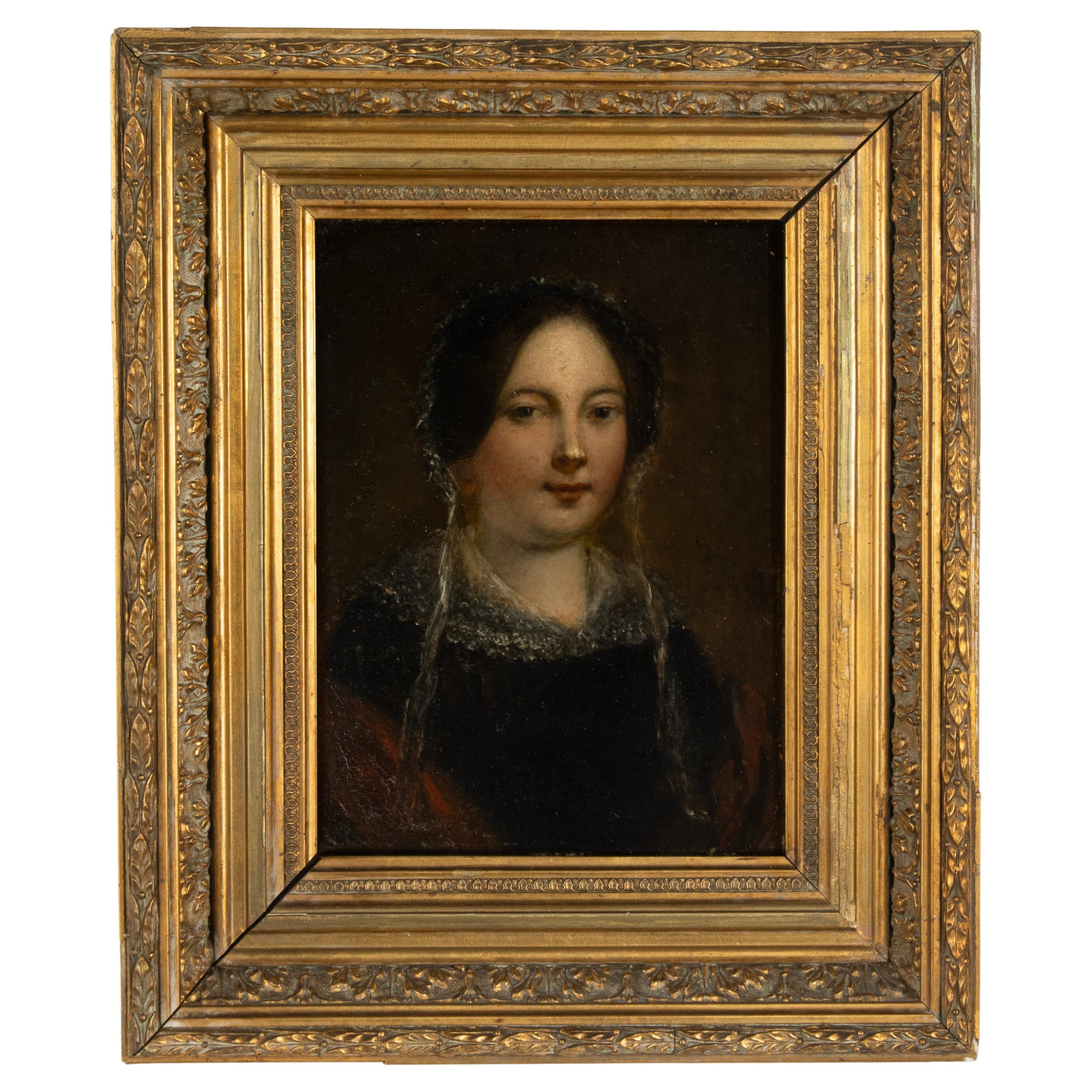 Pittura ad olio del XIX secolo - Ritratto di signora - Emélie
