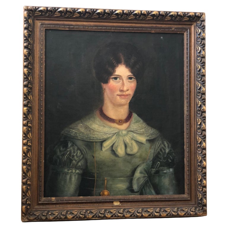 19th Century Oil Painting Portrait of a Woman For Sale at 1stDibs