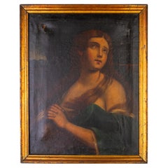 Antique 19th Century Oil Painting Portrait of the Penitent Magdalene 