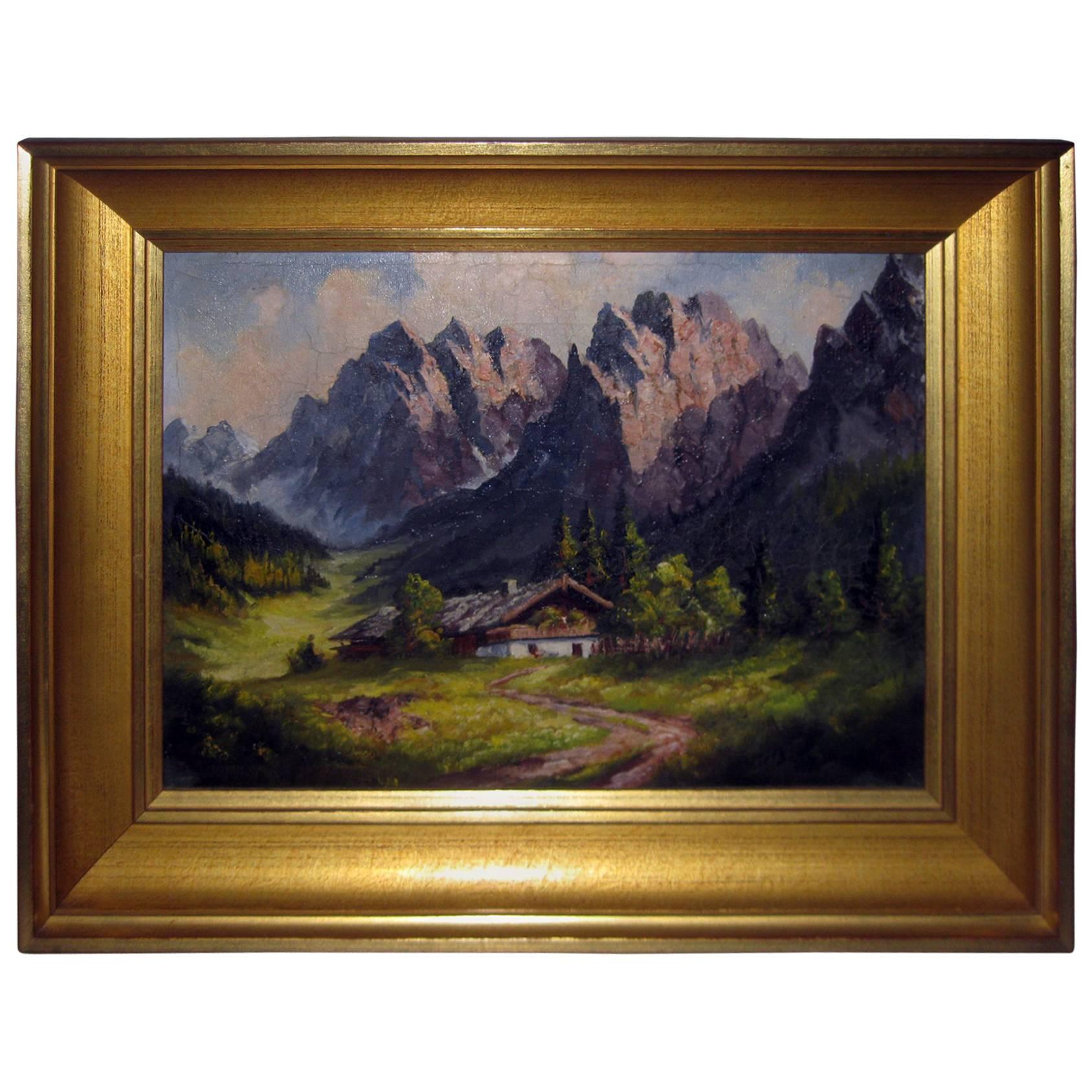 19th century Oil Painting Seealpsee, Switzerland