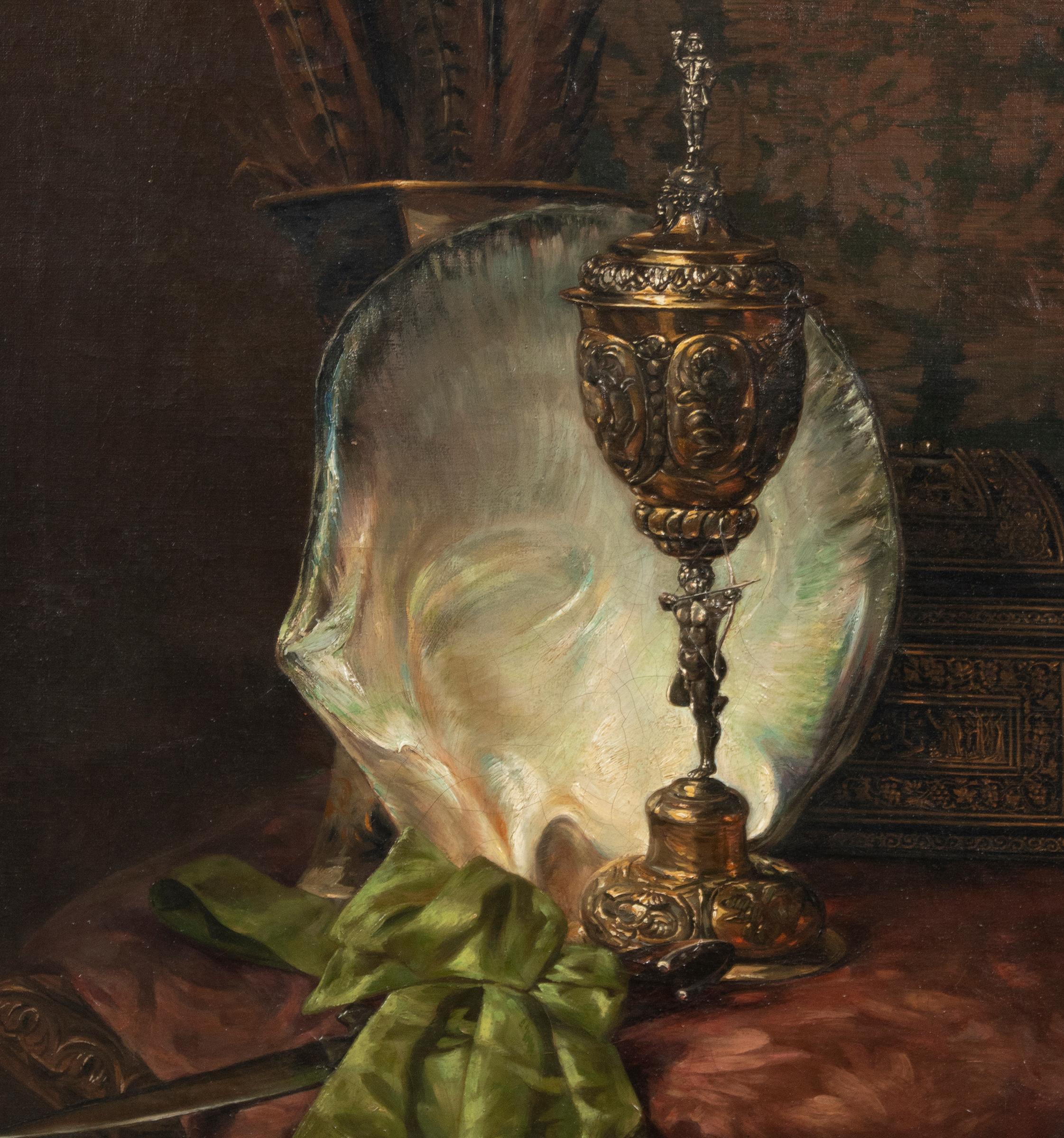 19th Century Oil Painting Still Life by François Joseph Huygens 9