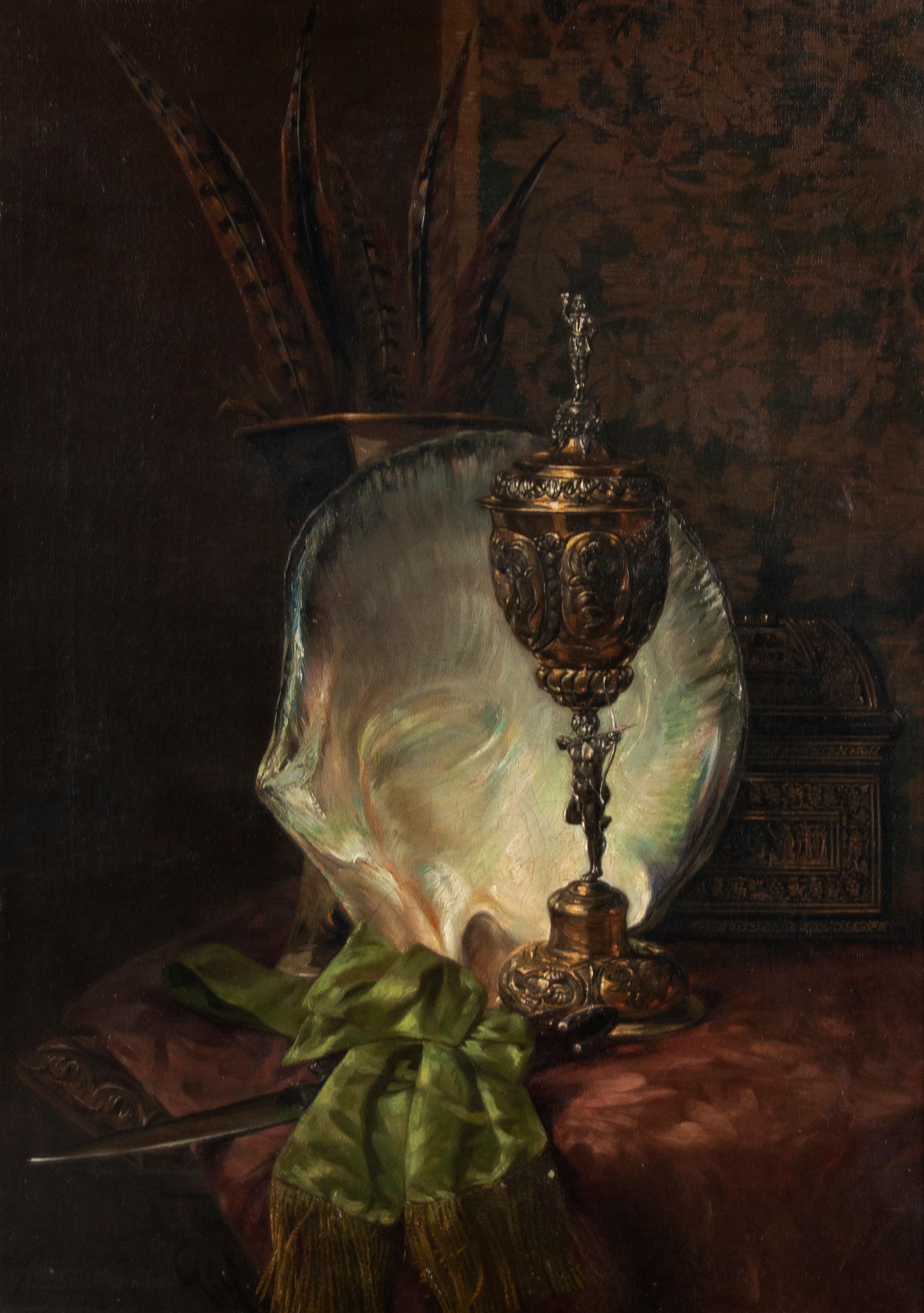 Belle Époque 19th Century Oil Painting Still Life by François Joseph Huygens