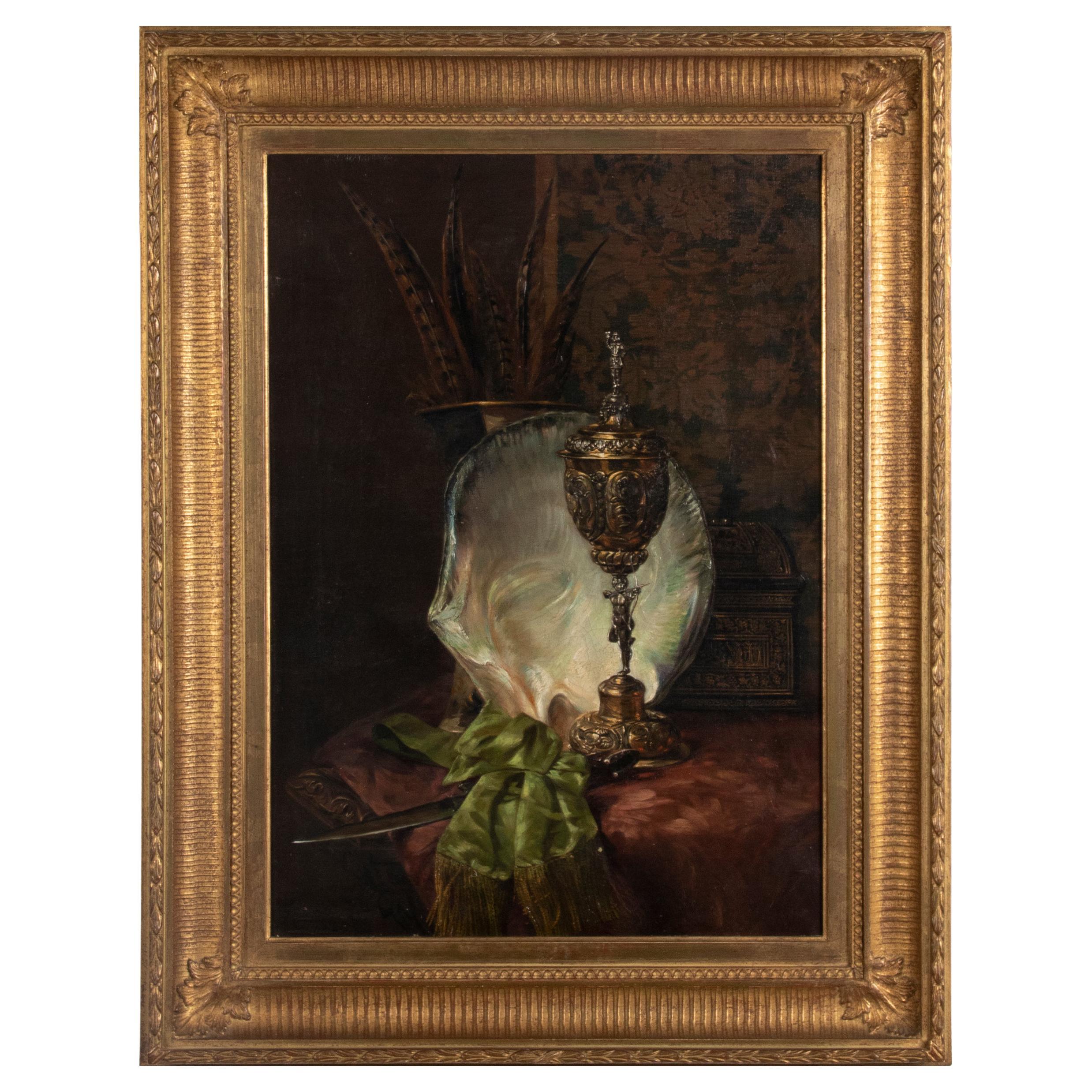 19th Century Oil Painting Still Life by François Joseph Huygens