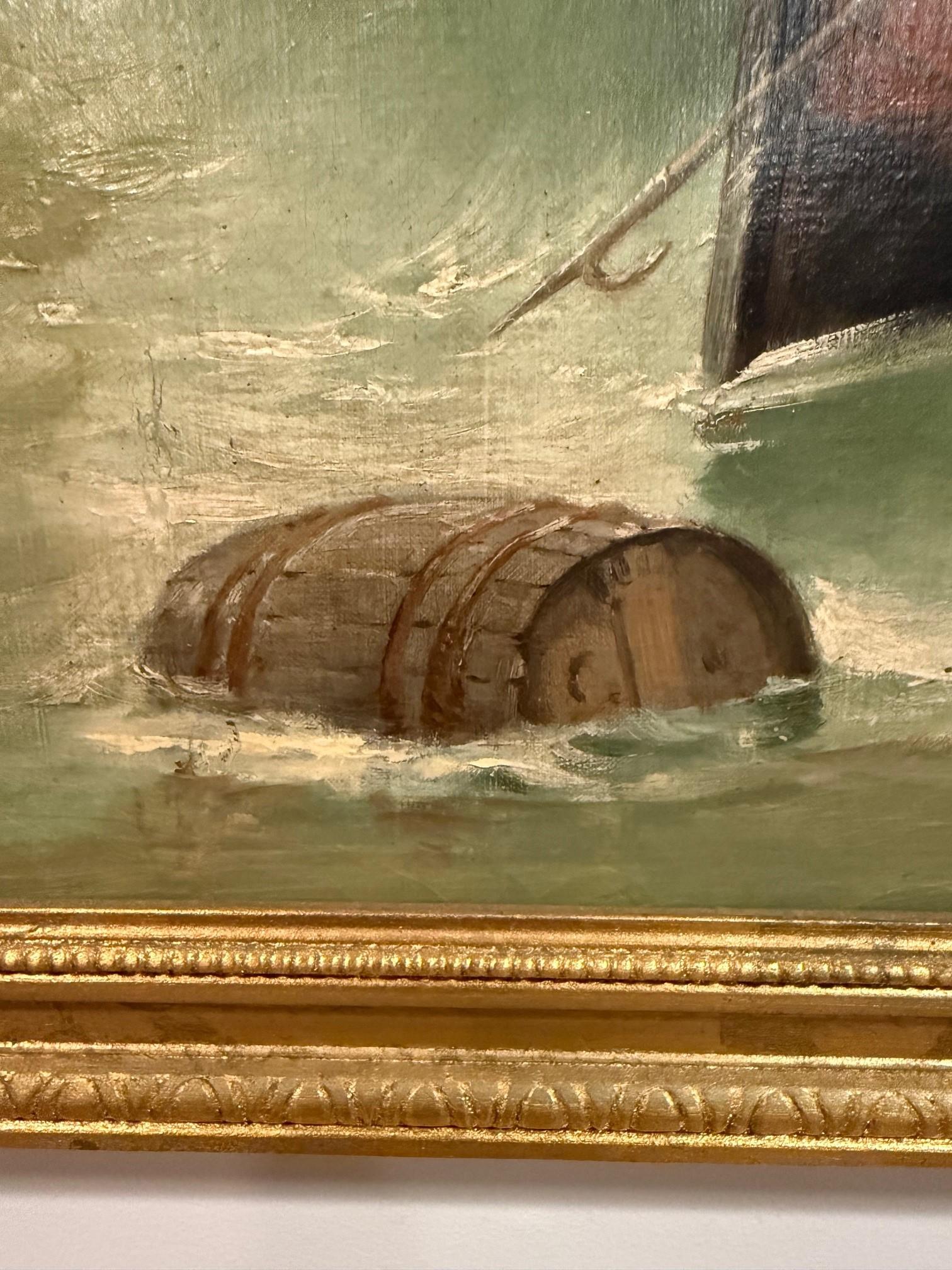 19th Century Oil Painting Three Fisherman, Signed P. Pascal 1832-1903 Framed For Sale 4