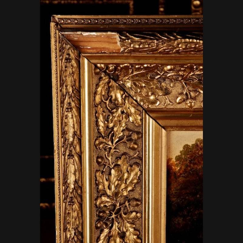 Canvas 19th Century Oil Painting with Castle View For Sale