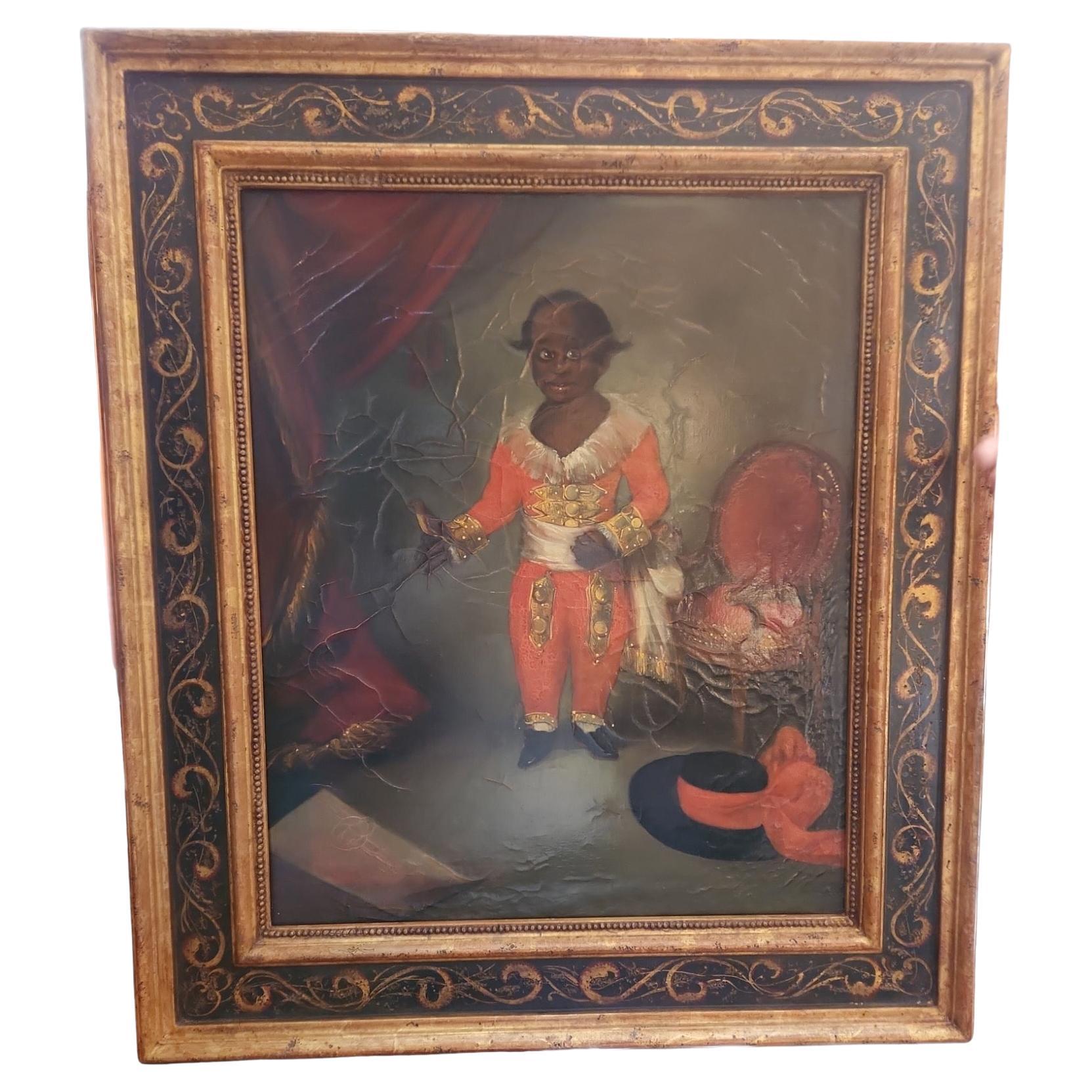 Peinture à l'huile du 19e siècle Jeune garçon