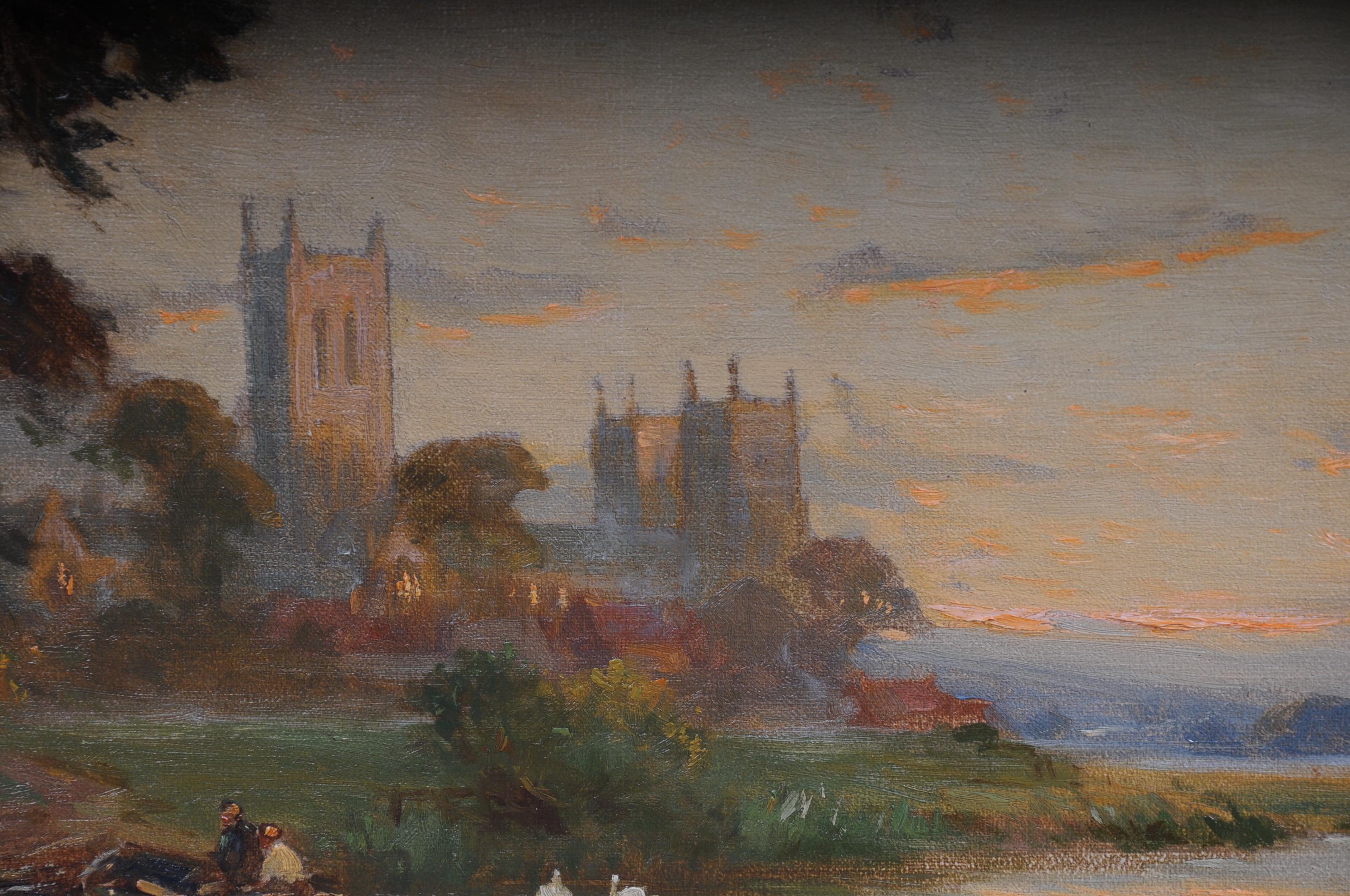 19th Century Oil Paintings Canterbury Landscape W. Stuart Lloyd View from Castle 3