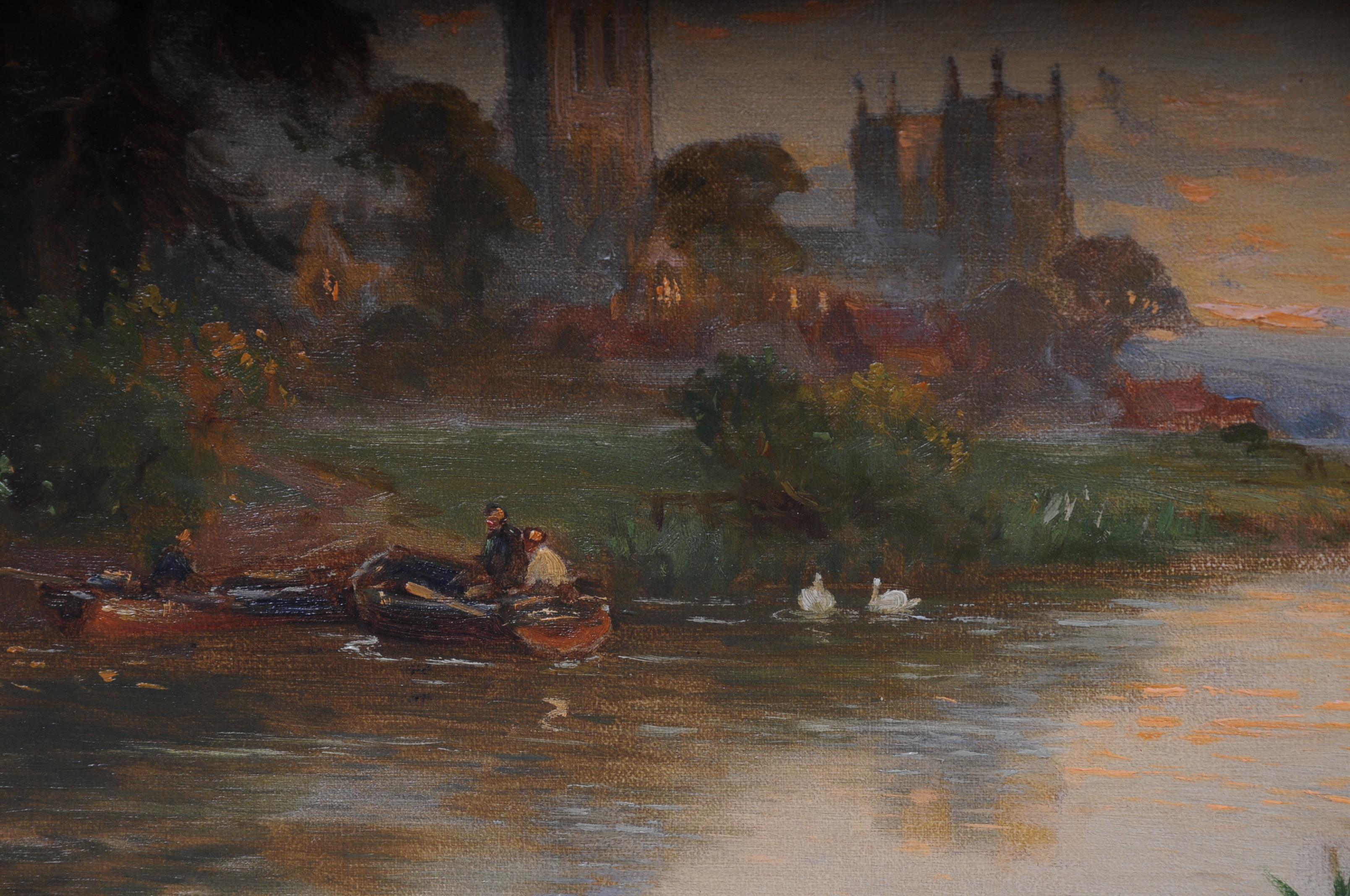 19th Century Oil Paintings Canterbury Landscape W. Stuart Lloyd View from Castle 2