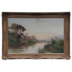 19th Century Oil Paintings Canterbury Landscape W. Stuart Lloyd View from Castle