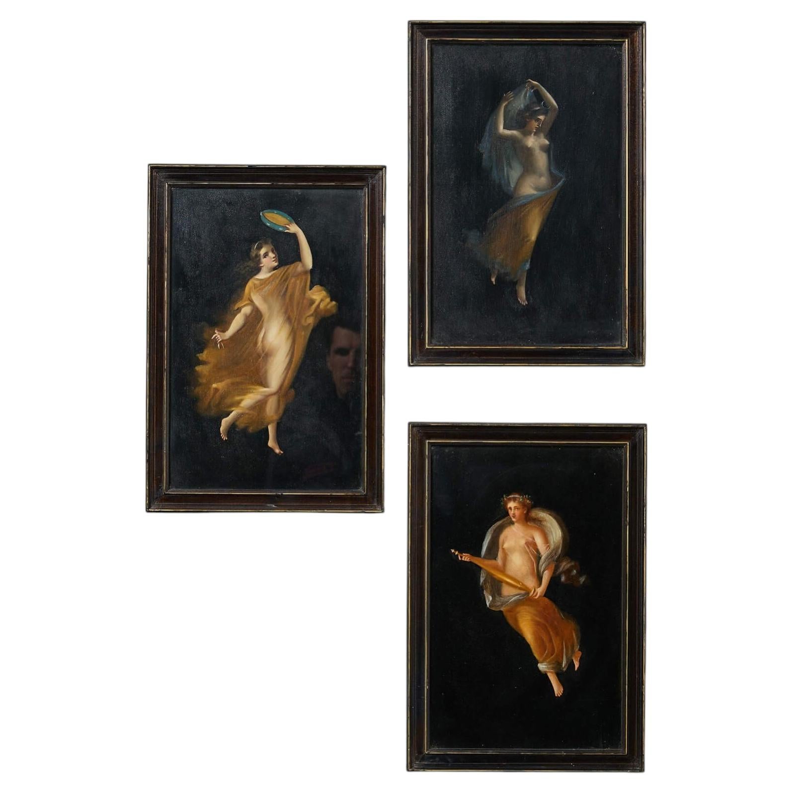 Dipinti a olio del XIX secolo raffiguranti “Le ore della notte”, ispirati a Michelangelo Maestri