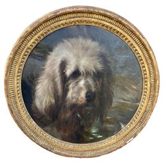 Ölporträt eines Hundes aus dem 19. Jahrhundert