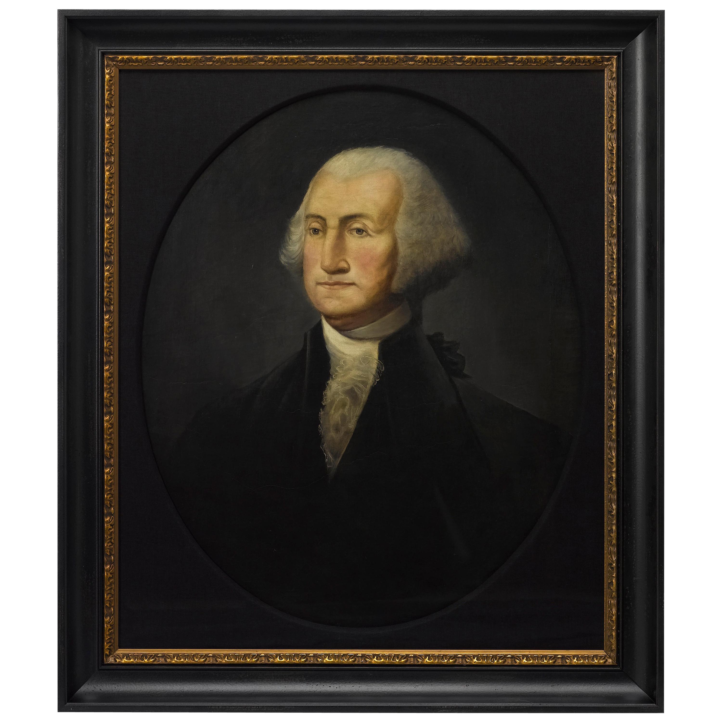 George Washington, Antique Oil Portrait, after Rembrandt Peale, 19th Century