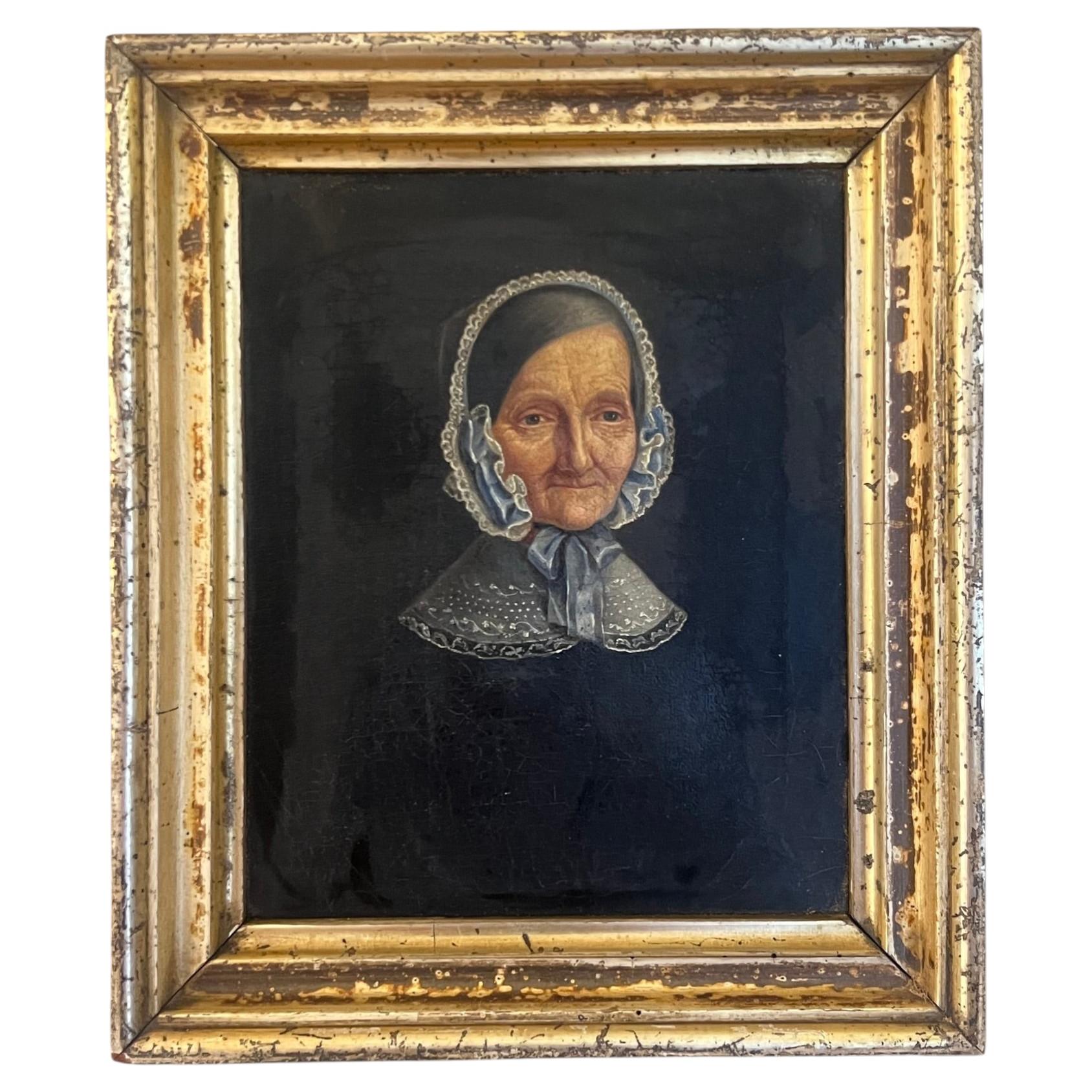 Retrato al óleo del siglo XIX, estilo Biedermeier, firmado, Dinamarca en venta
