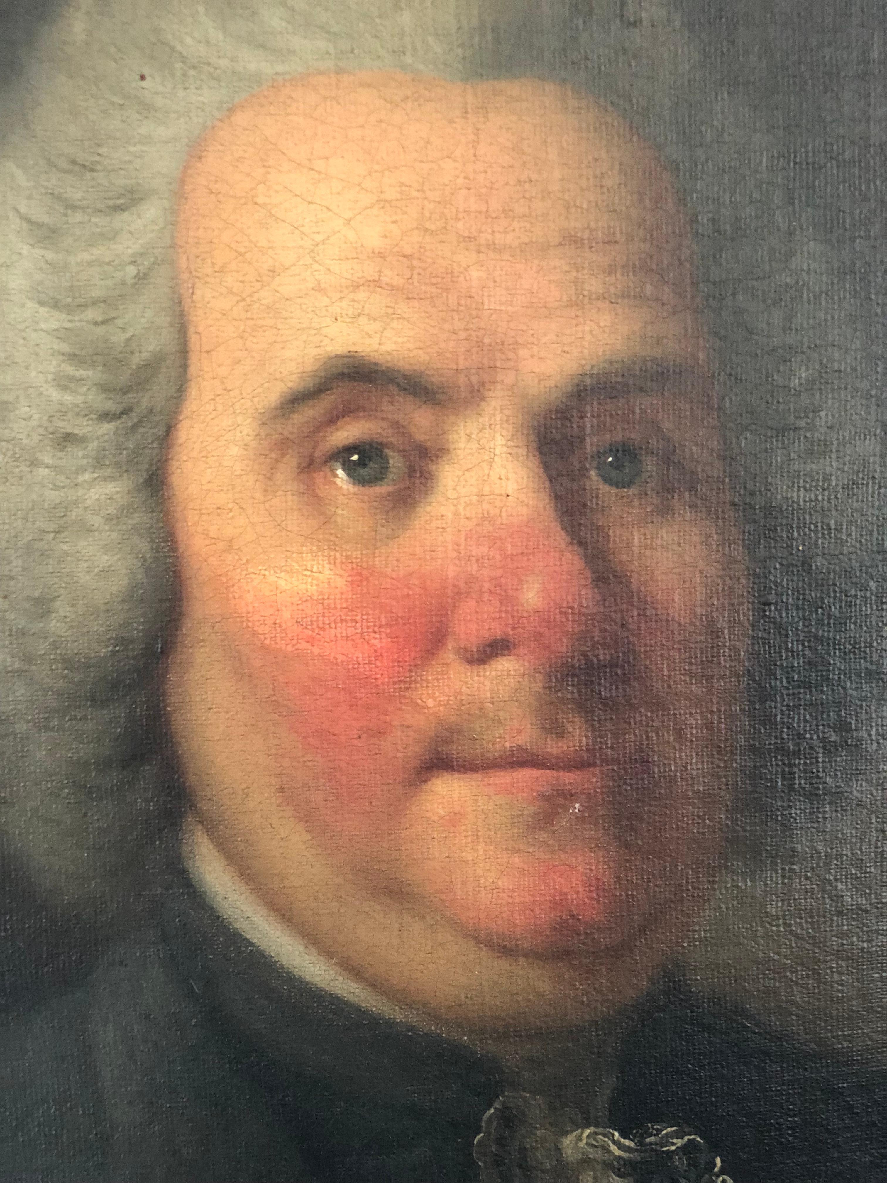 Swedish 19th Century Oil Portrait Painting of Gentleman with Red Cheeks