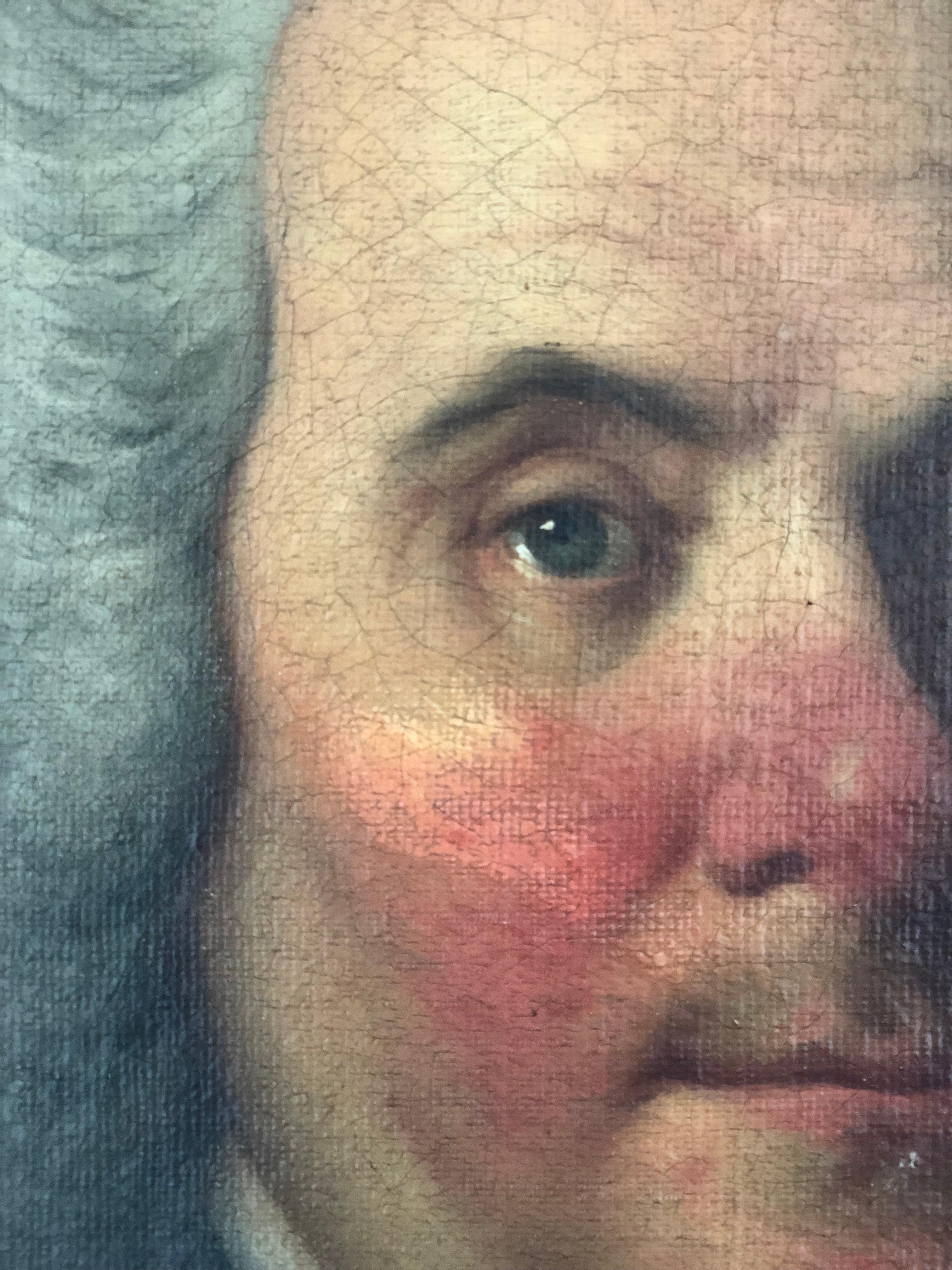 Canvas 19th Century Oil Portrait Painting of Gentleman with Red Cheeks