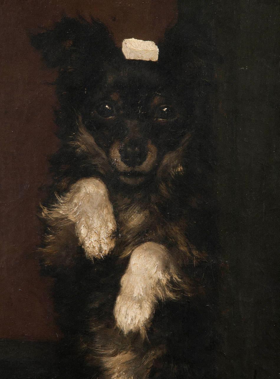 Romantic 19th Century Oilpinting, Portrait of a Dog by César Geerinck