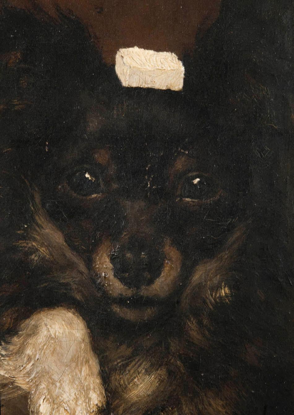 Hand-Painted 19th Century Oilpinting, Portrait of a Dog by César Geerinck