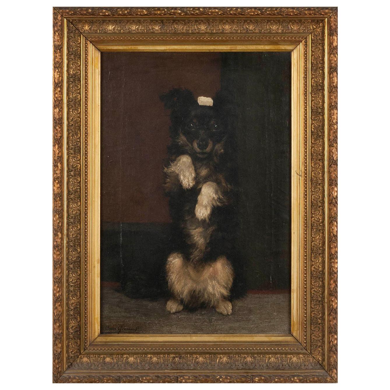 19th Century Oilpinting, Portrait of a Dog by César Geerinck