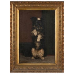 peinture à l
huile du 19ème siècle:: Portrait d
un chien par César Geerinck