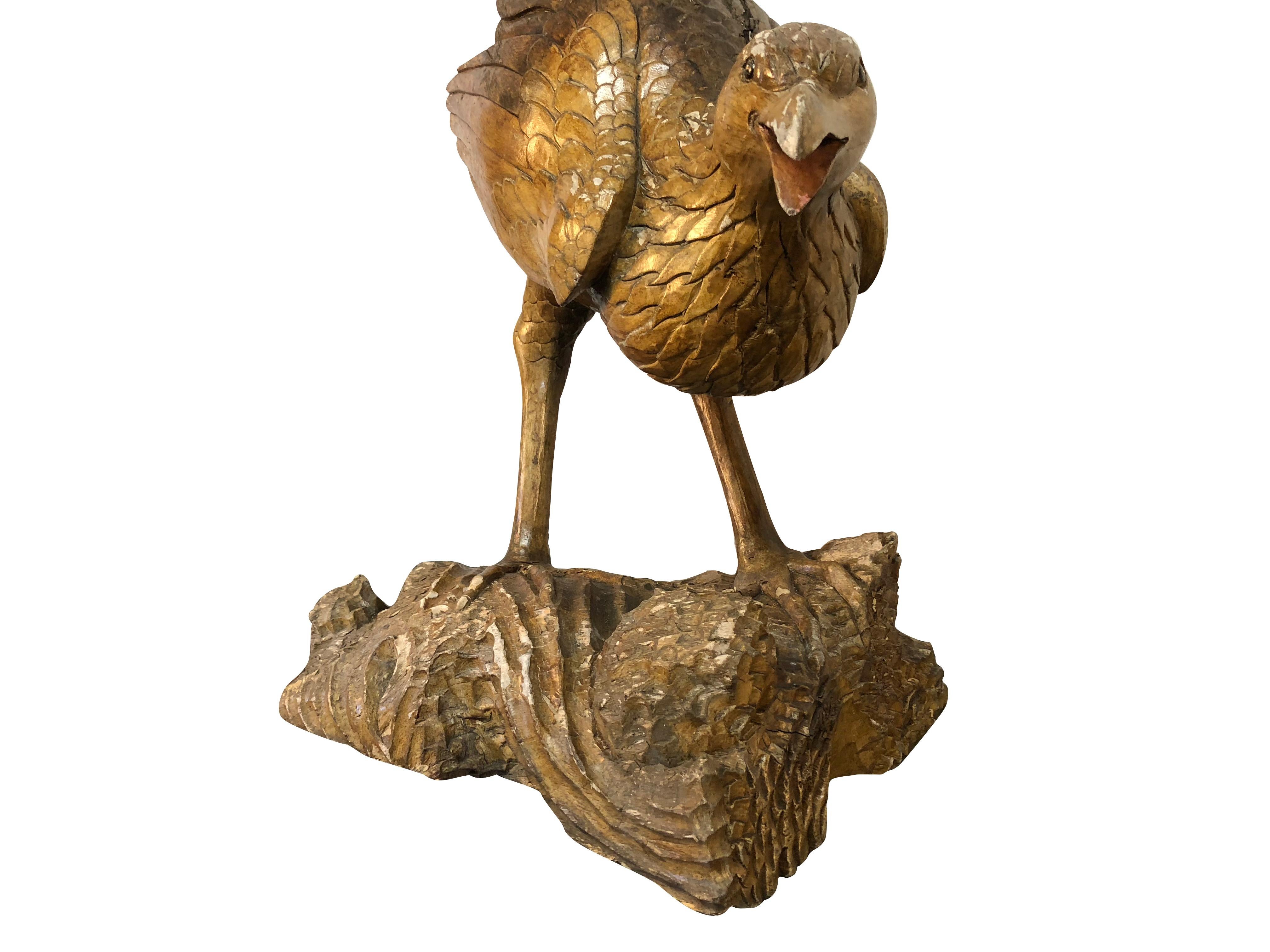 Wood 19th Century French Cypresswood Bird, Oiseau Mythologique - Antique Table Décor