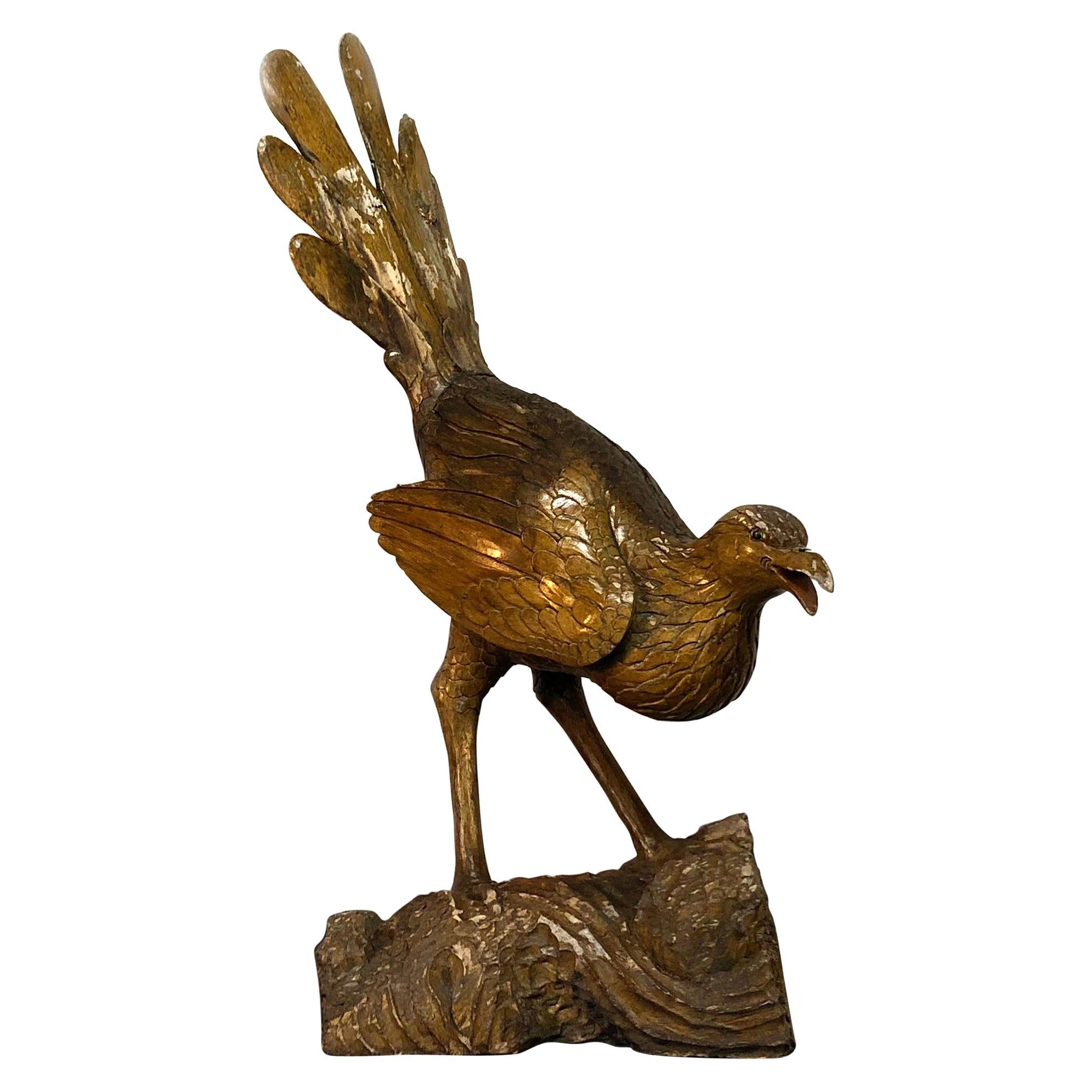 19th Century French Cypresswood Bird, Oiseau Mythologique - Antique Table Décor