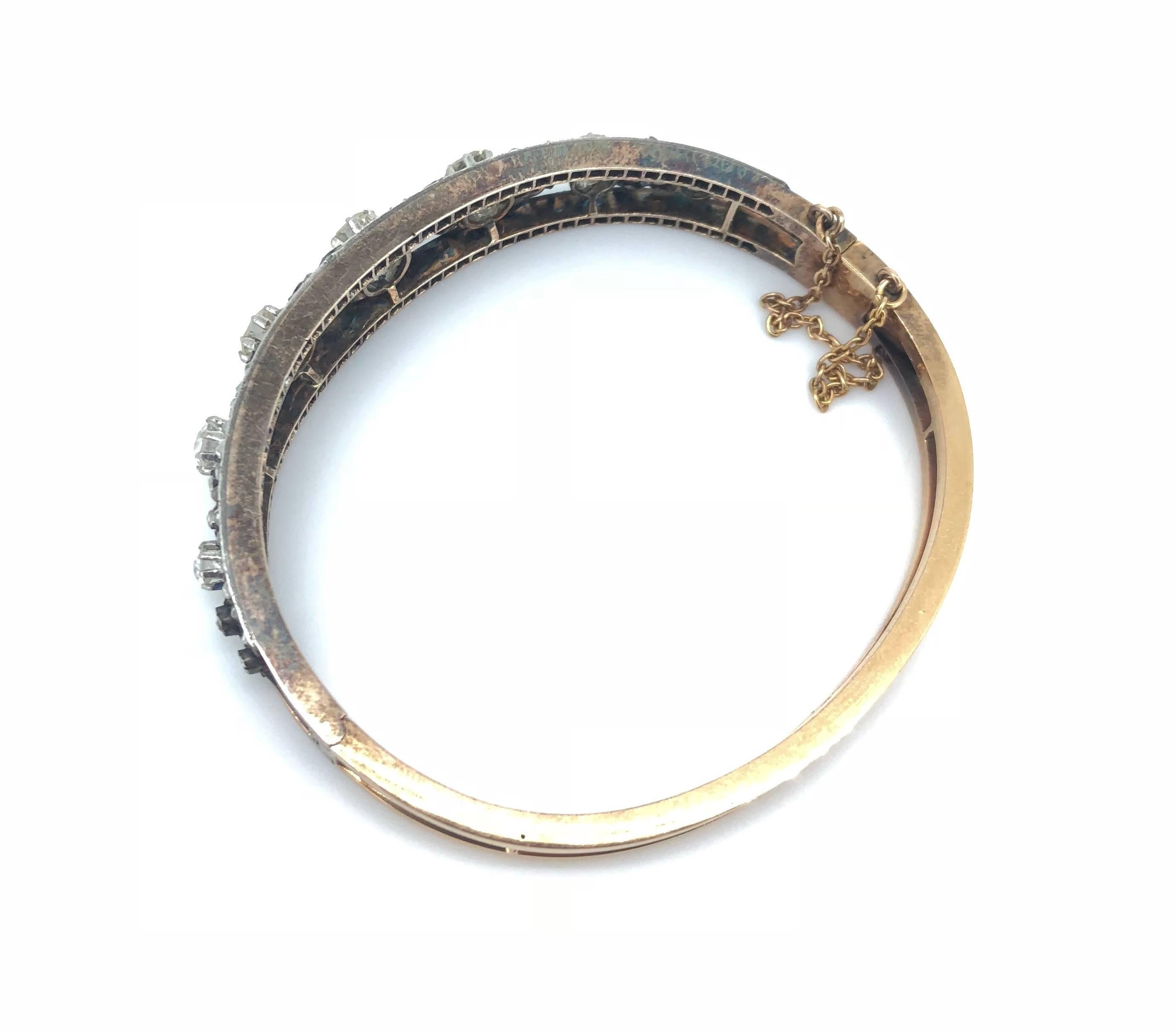 19th Century Old and Rose Cut Diamond Bangle Bracelet In Good Condition For Sale In London, GB