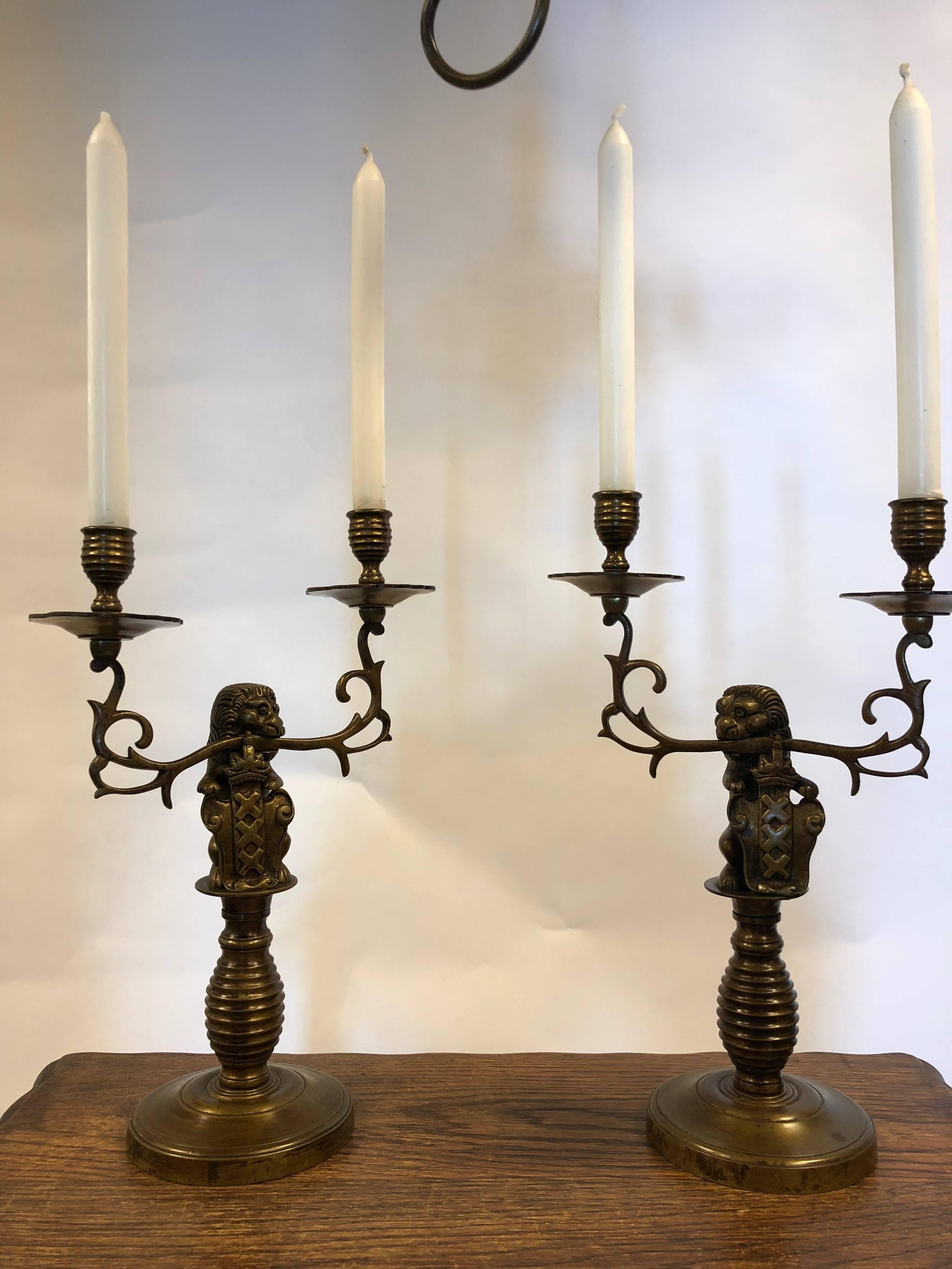 19th Century Old Dutch Chandelier with Matching Two-Light Candleholder For Sale 2