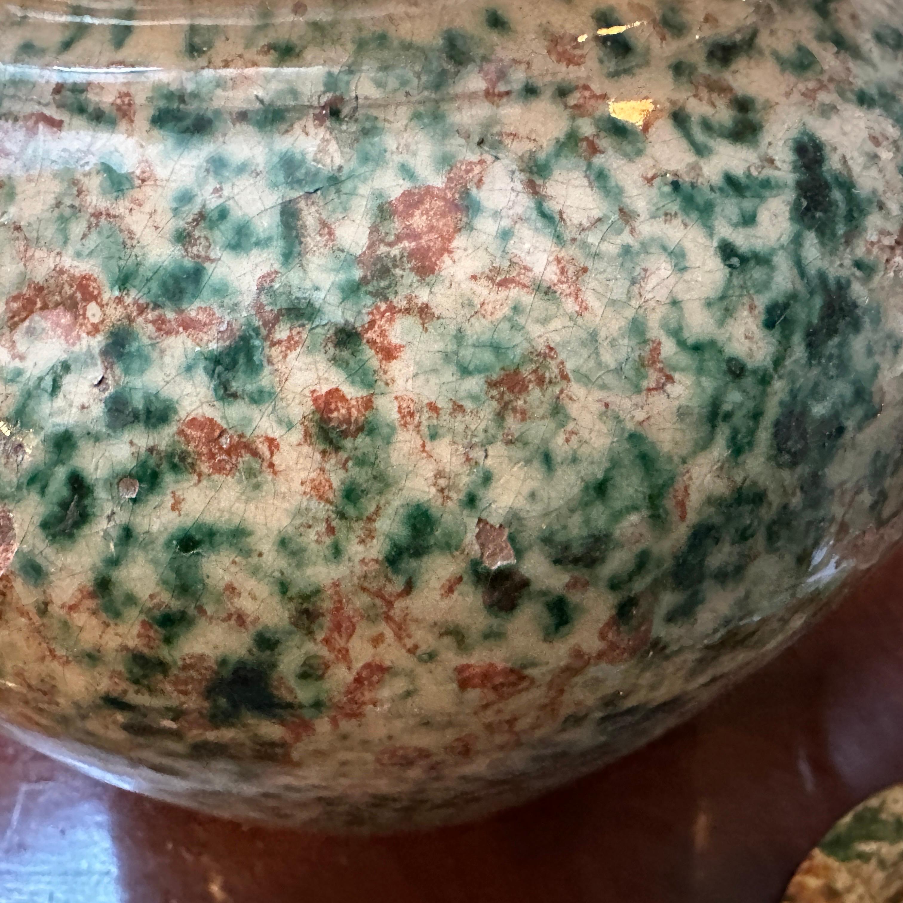 Antico contenitore per sale siciliano in ceramica dipinta a mano del XIX secolo in vendita 3