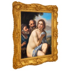 19th Century Old Master Oil on Canvas Painting Titled, “Susanna And The Elders”