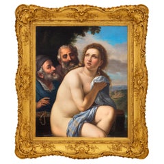 19. Jahrhundert, Öl auf Leinwand, Gemälde mit dem Titel Susanna und die Älteren, Altmeister