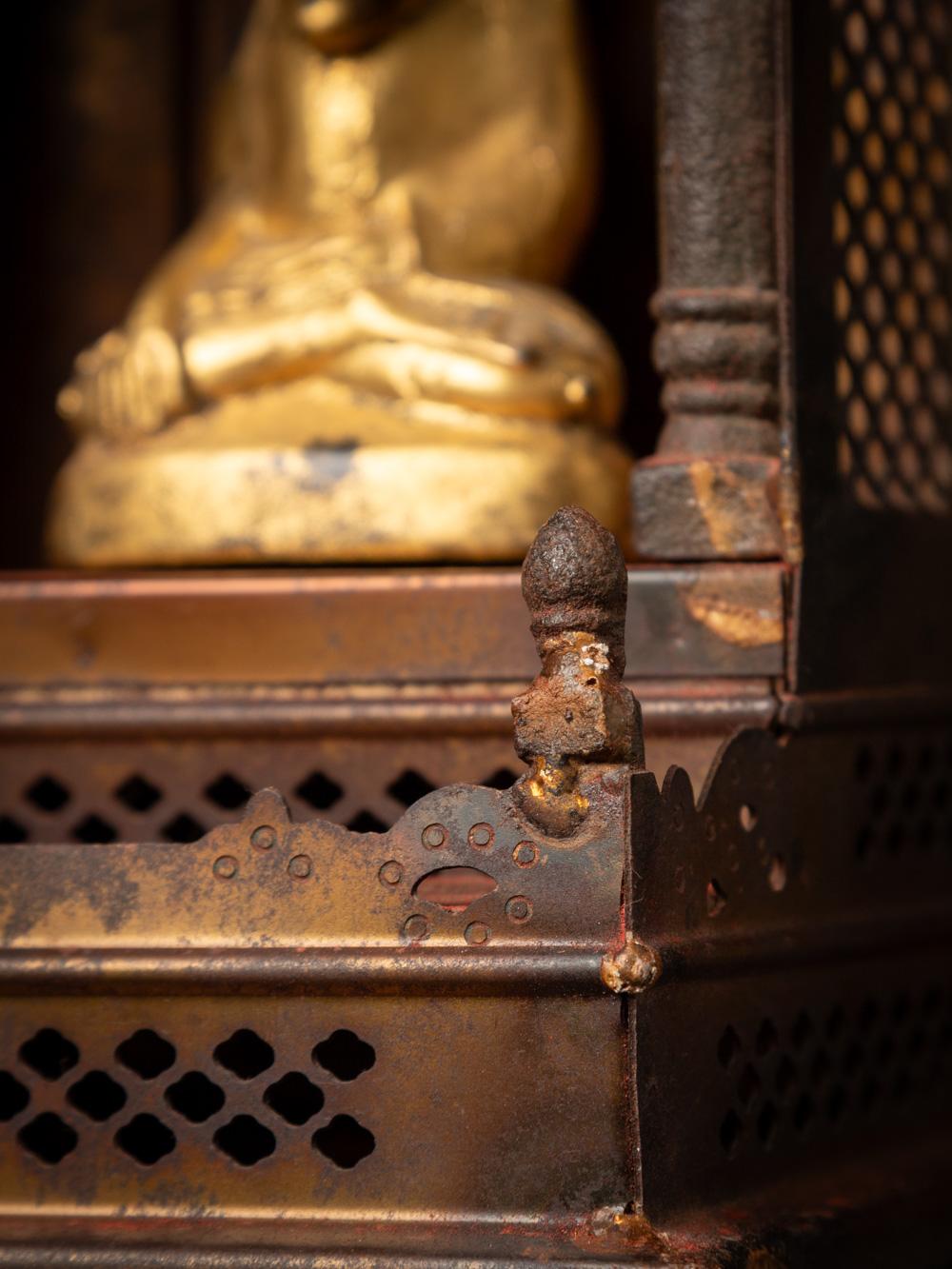19th Century Old metal temple with antique wooden Buddha statue from Nepal For Sale 6
