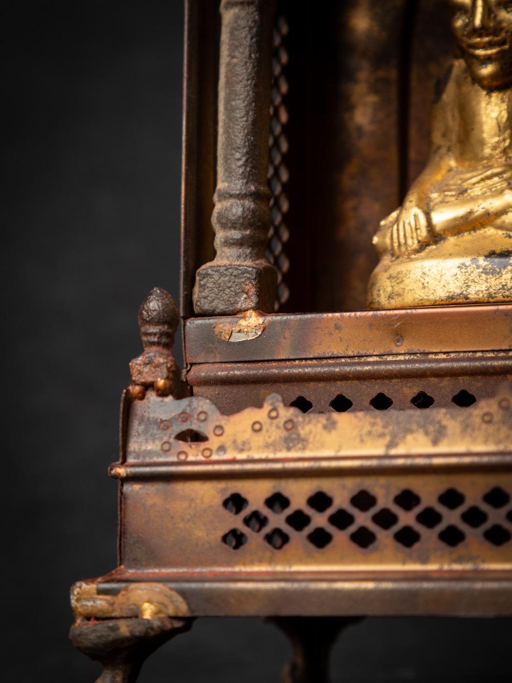 19th Century Old metal temple with antique wooden Buddha statue from Nepal For Sale 9