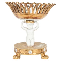 Compote de chérubins réticulés en porcelaine Old Paris du 19e siècle