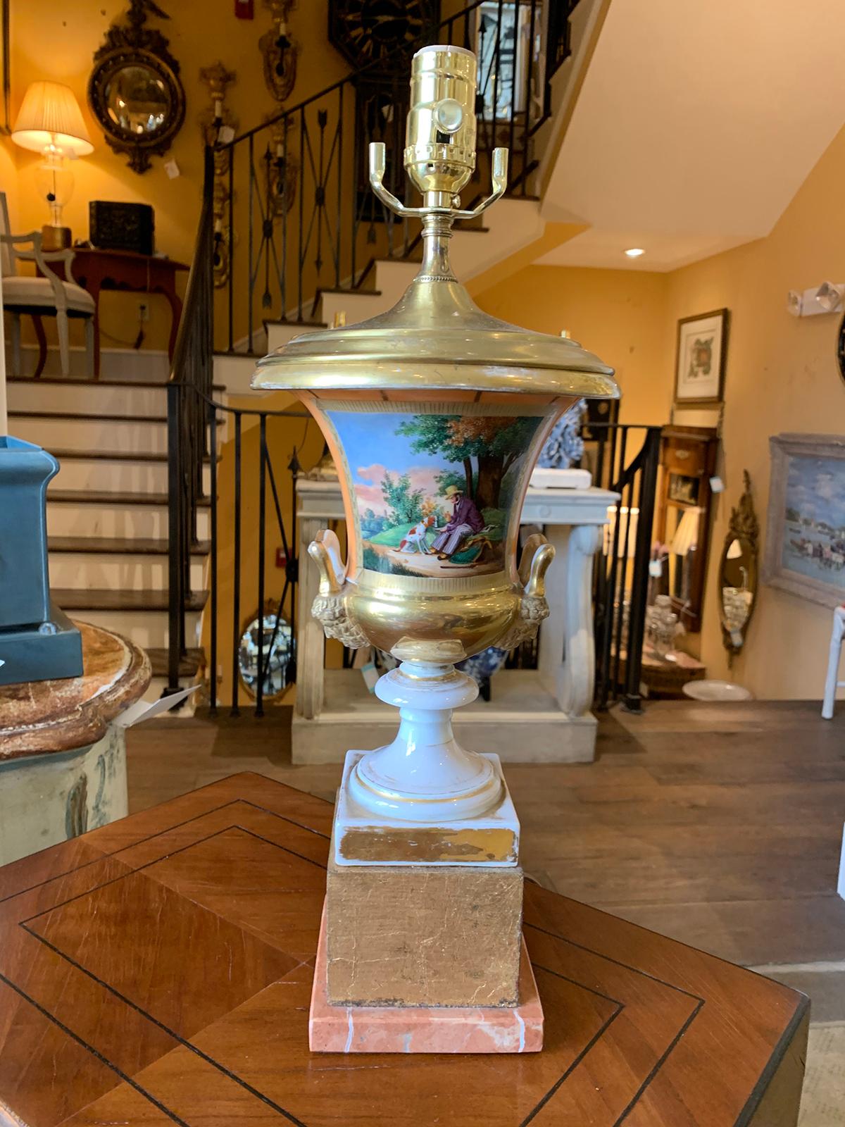 19th century Old Paris porcelain urn as lamp
New wiring.