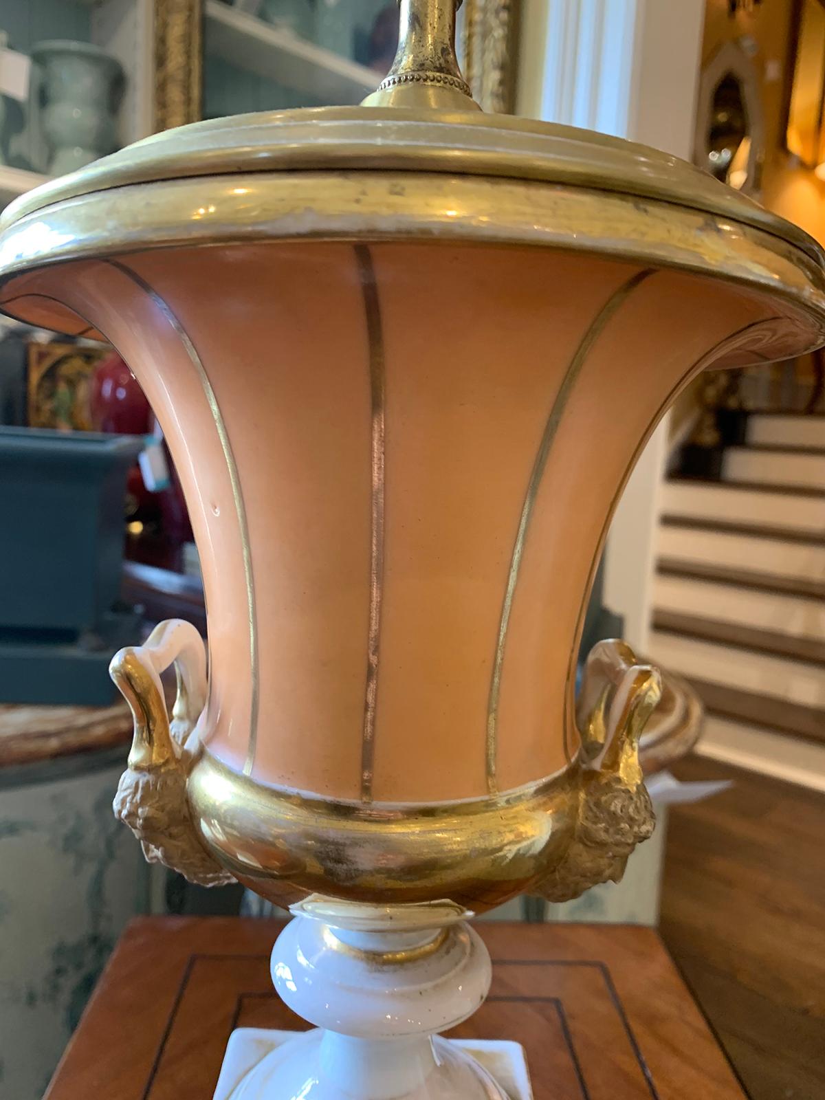 19th Century Old Paris Porcelain Urn as Lamp 1