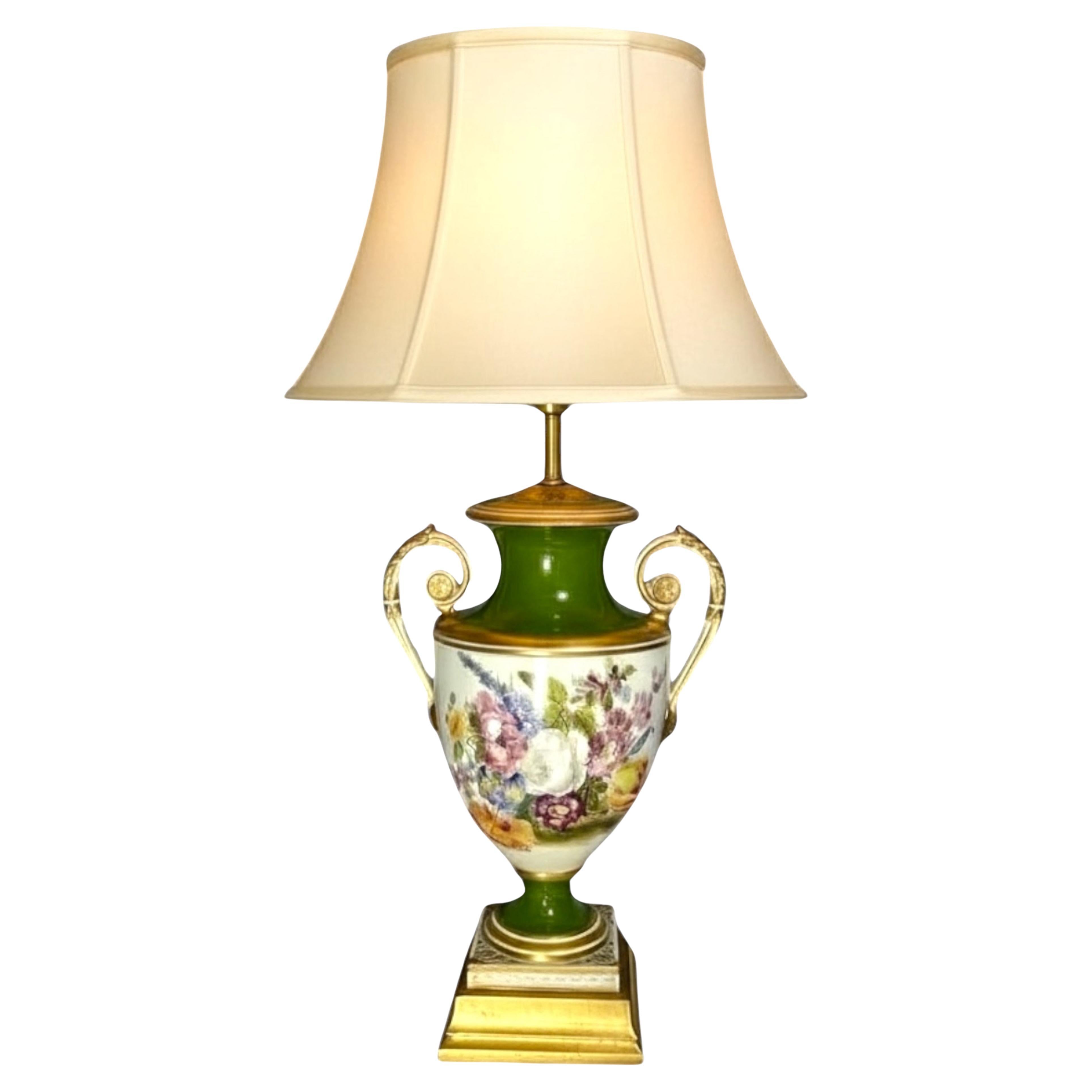 19th Century Old Paris Porcelain Urn Table Lamp.