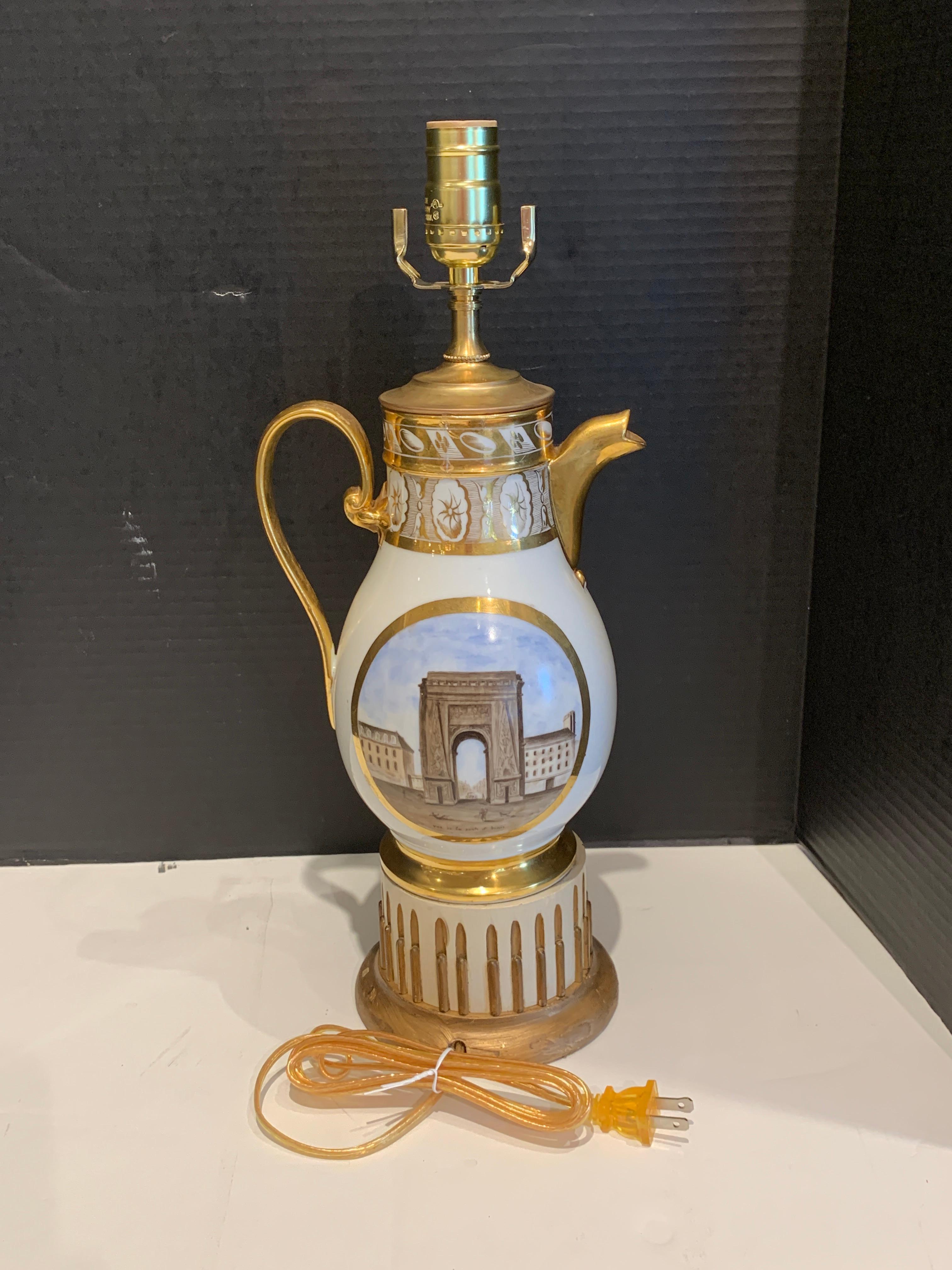 Ancienne cafetière topographique de Paris du 19ème siècle, convertie en lampe en vente 1