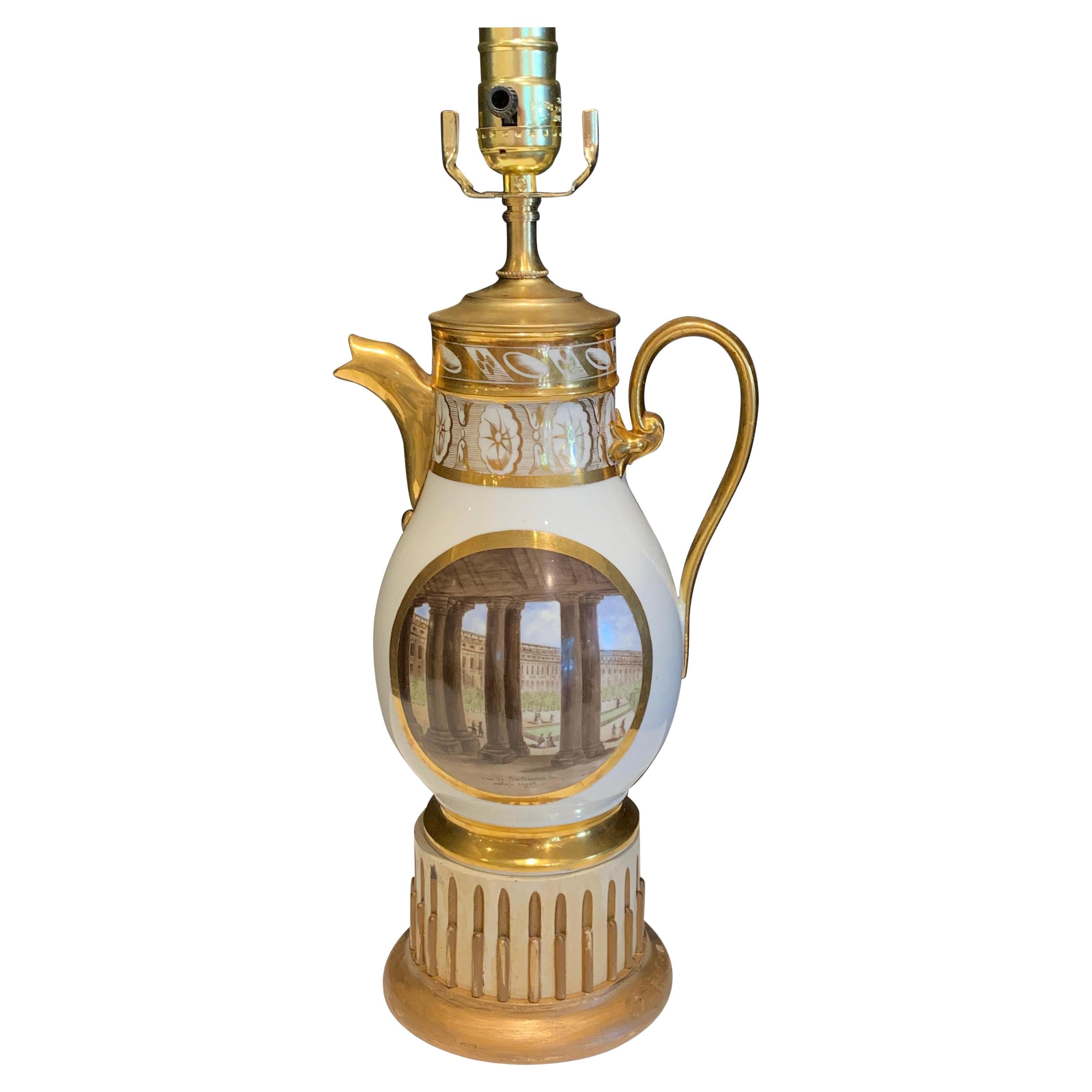 19th Century Old Paris Topographical Coffee Pot, Now as a Lamp For Sale