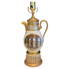 Alte Pariser topografische Kaffeekanne des 19. Jahrhunderts, jetzt als Lampe