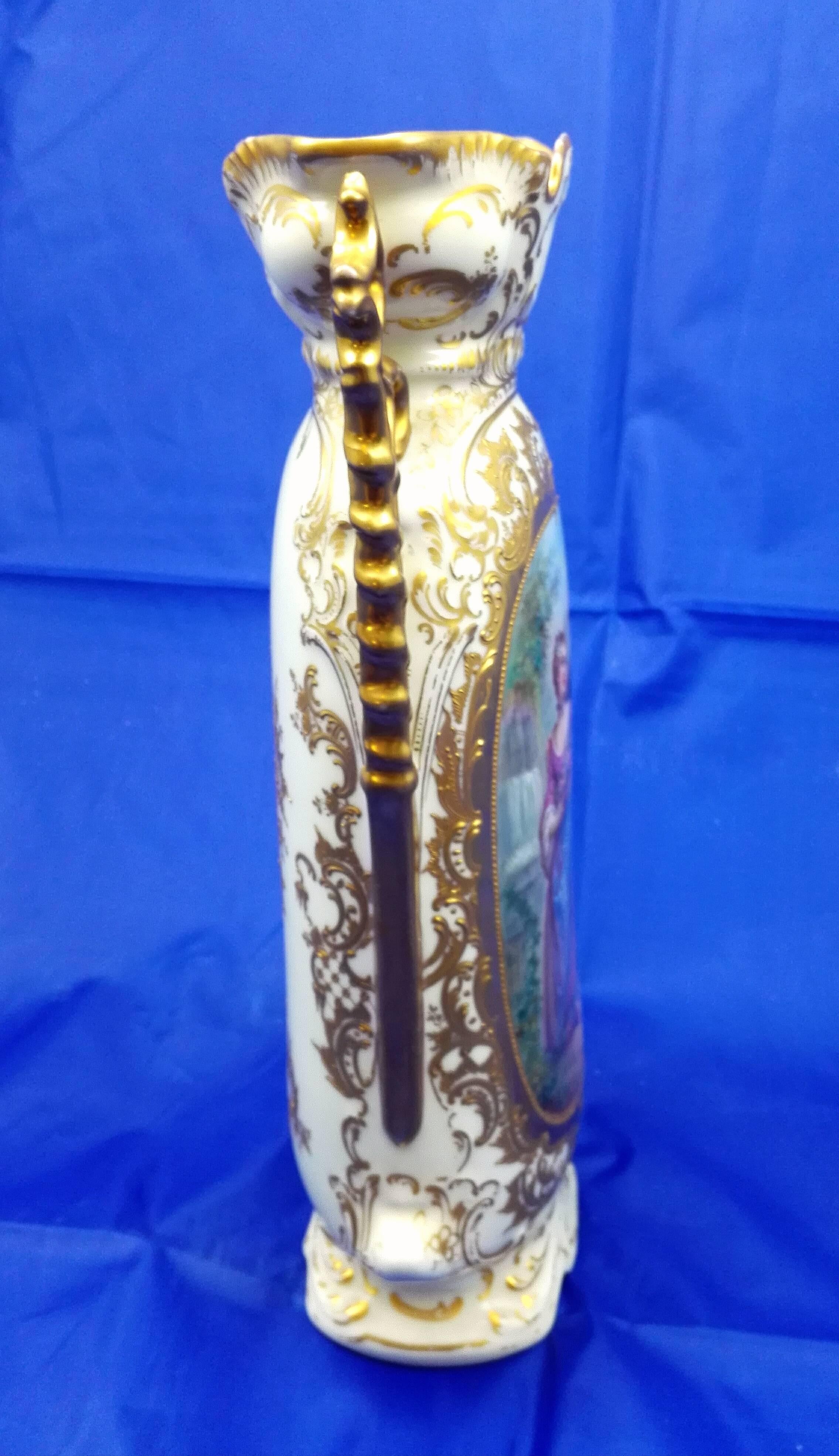 Austrian 19th Century Old Vienna Marked Porcelain Vase Figural Hand-Painted and Gilded For Sale