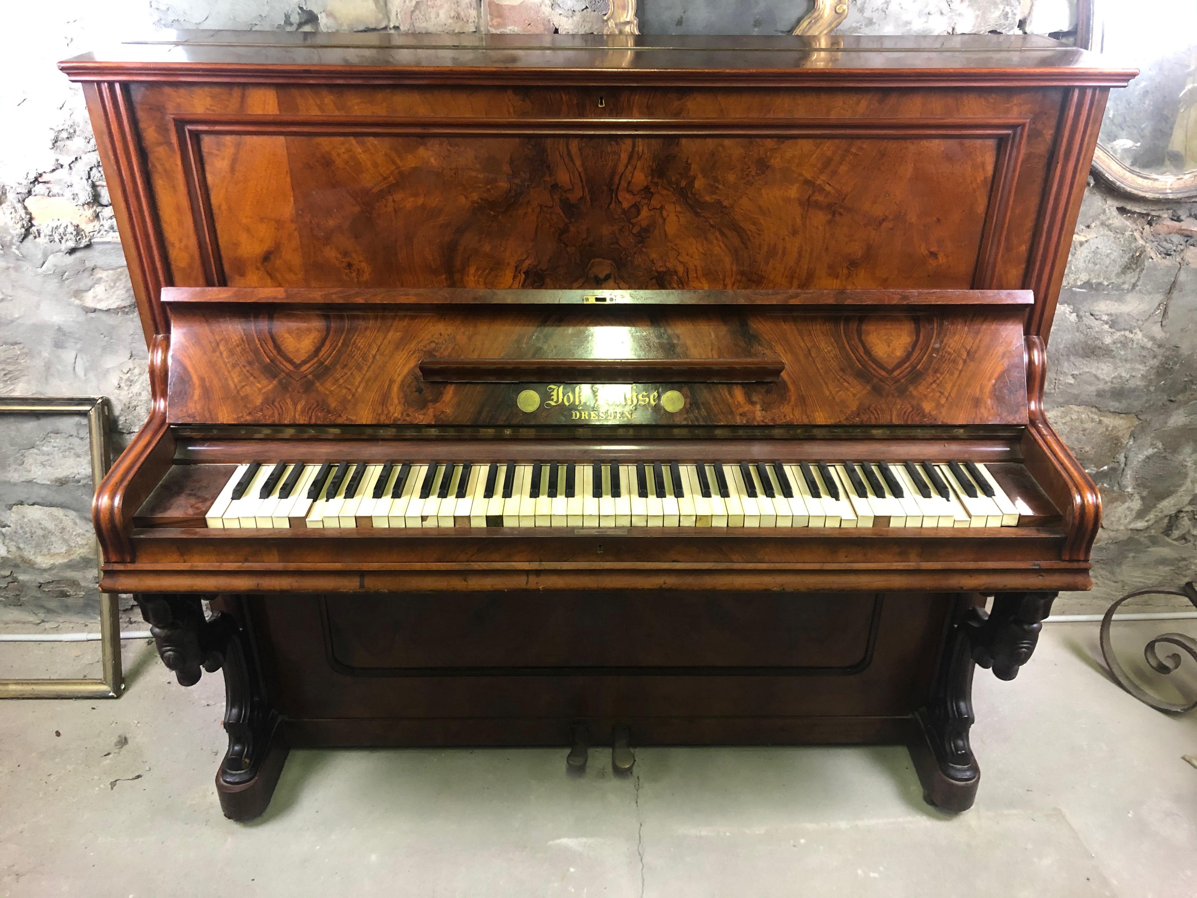 Mid-19th Century 19th Century Old Walnut Burl Wall Piano For Sale