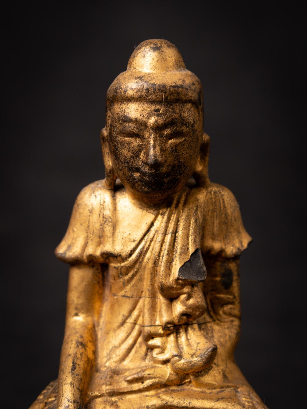 Wood 19th century Old wooden Burmese Shan Buddha statue from Burma - Originalbuddhas For Sale