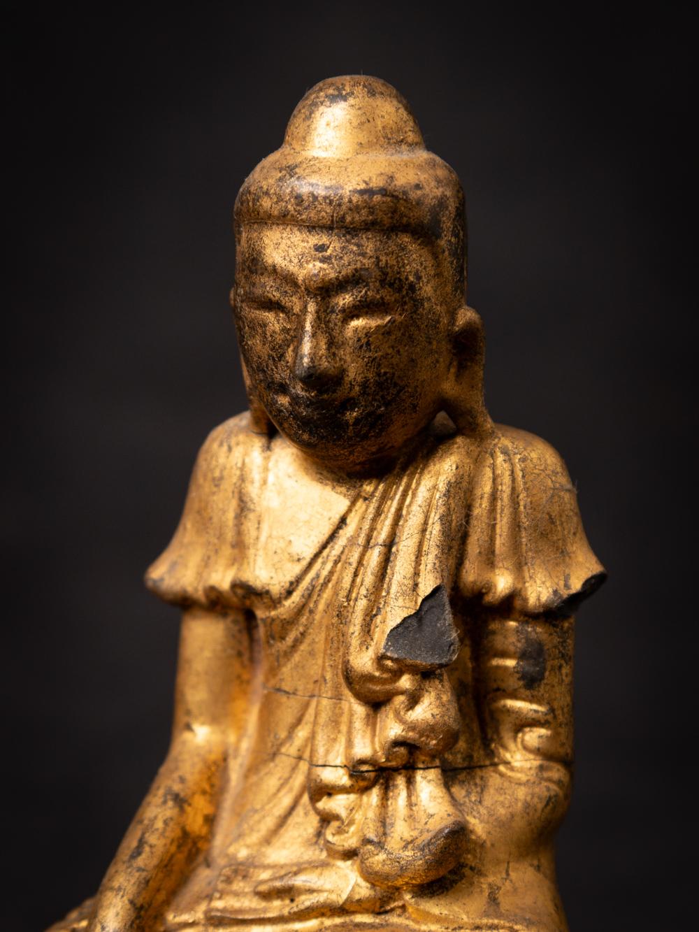 19th century Old wooden Burmese Shan Buddha statue from Burma - Originalbuddhas For Sale 2
